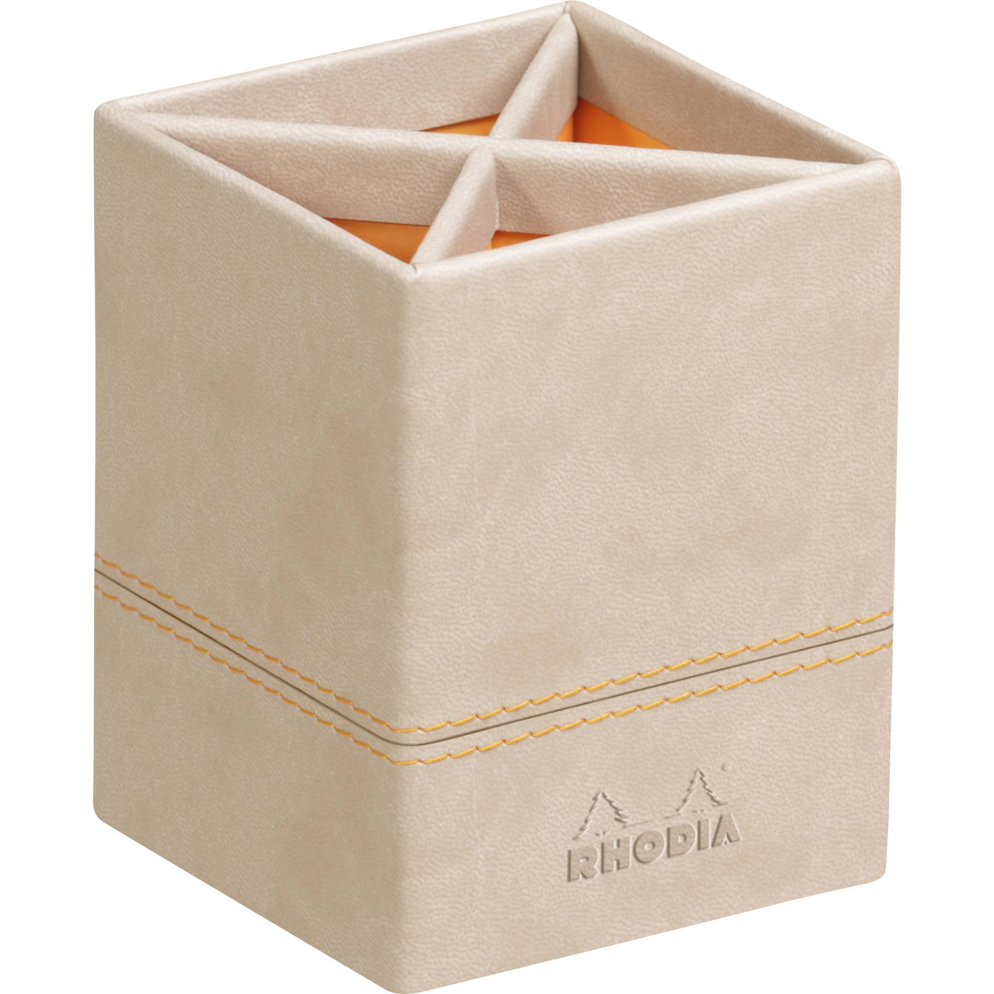Rhodia Rhodiarama Stifteköcher aus Kunstleder, 8x8x11cm - Beige 318815C