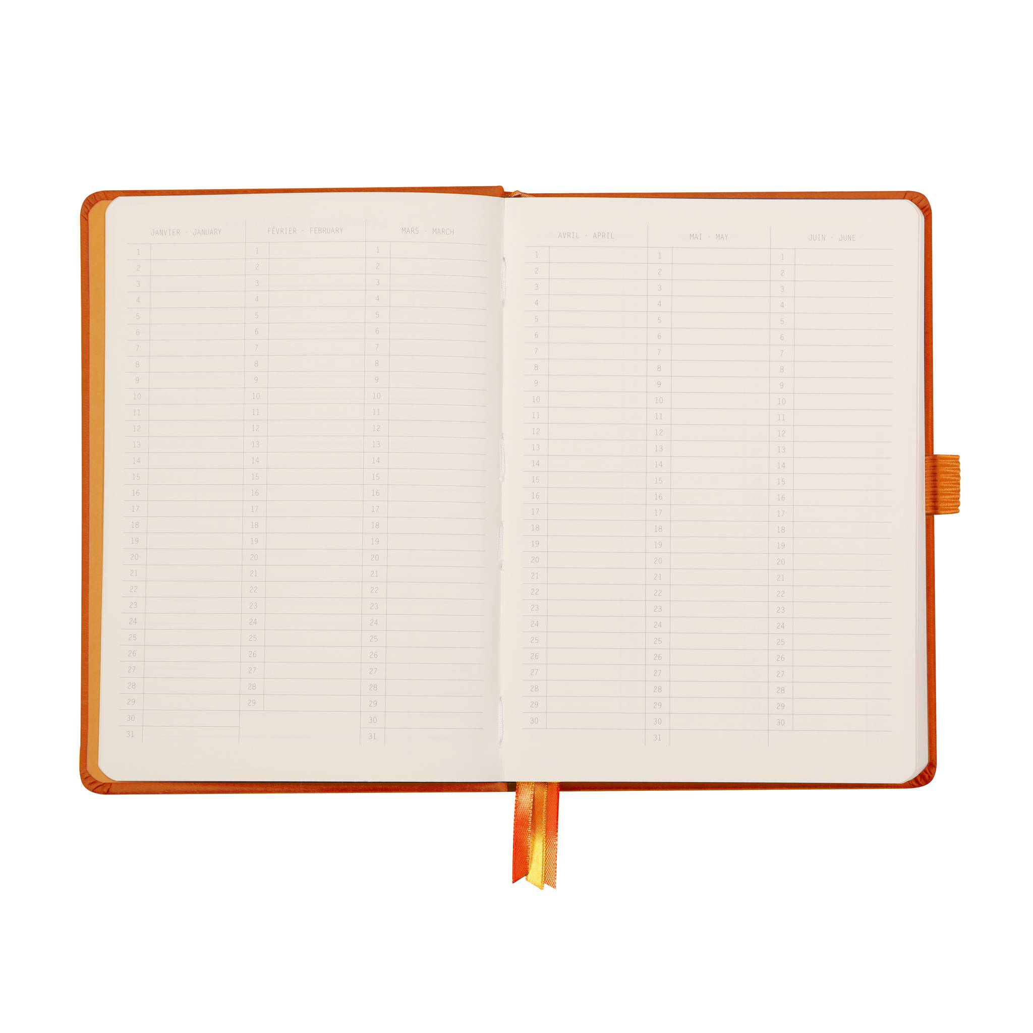 Rhodia Goalbook A5 120 Bl elfenbein 90g, Dot/punktkariert Tangerine 118784C