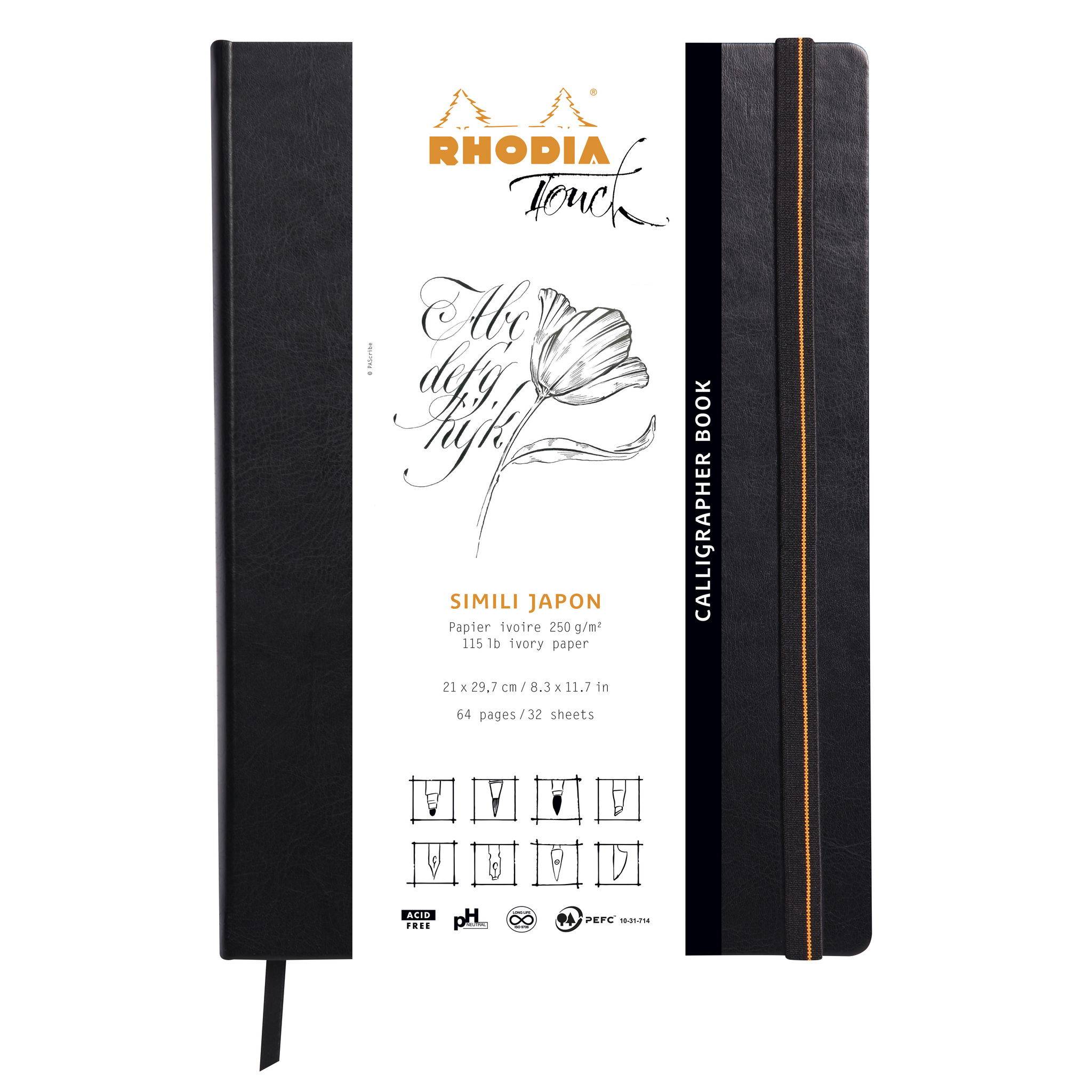 Rhodia Rhodia Touch Calligrapher book fest A4 32 Bl blanko 250g Schwarz 116125C