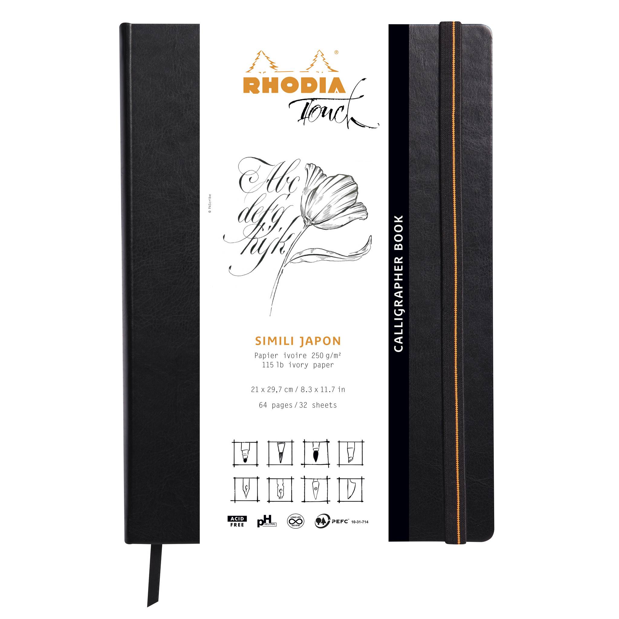 Rhodia Rhodia Touch Calligrapher book fest A4 32 Bl blanko 250g Schwarz 116125C
