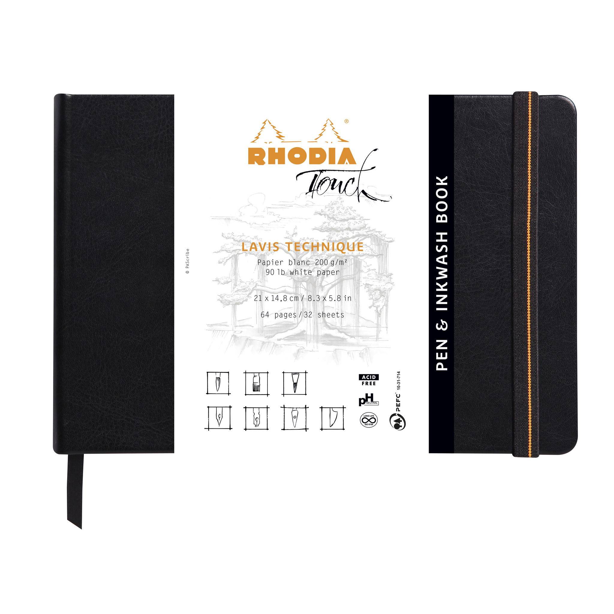 Rhodia Rhodia Touch Pen & Inkwash book fest A5 32 Bl blanko 200g Schwarz 116126C