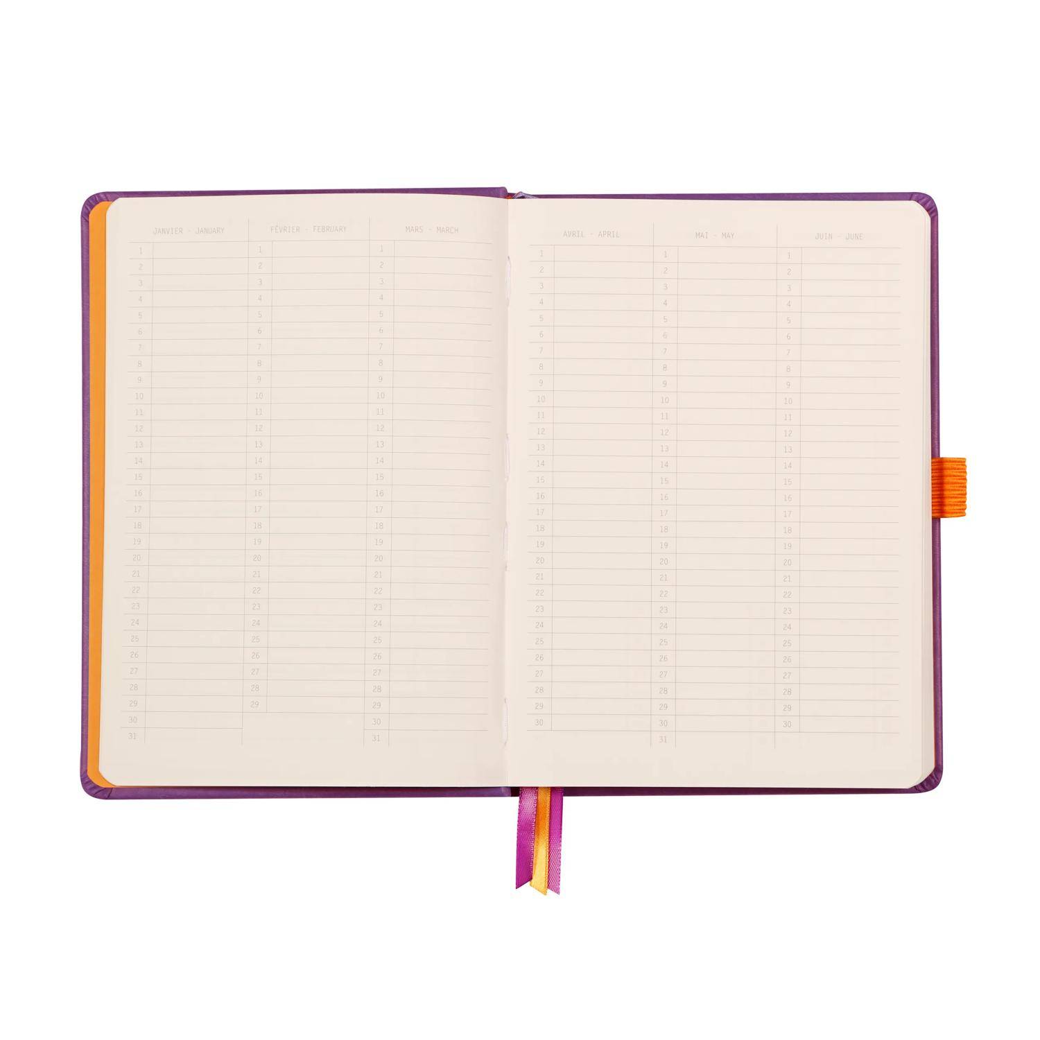Rhodia Goalbook A5 120 Bl elfenbein 90g, Dot/punktkariert Violett 118780C