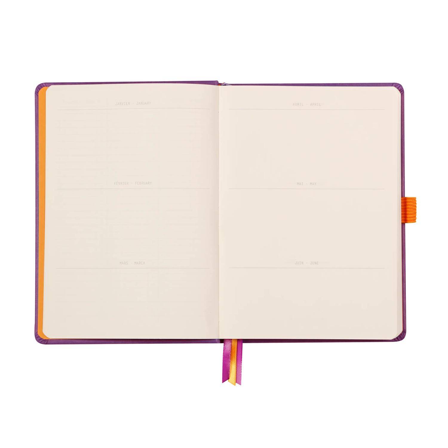 Rhodia Goalbook A5 120 Bl elfenbein 90g, Dot/punktkariert Violett 118780C