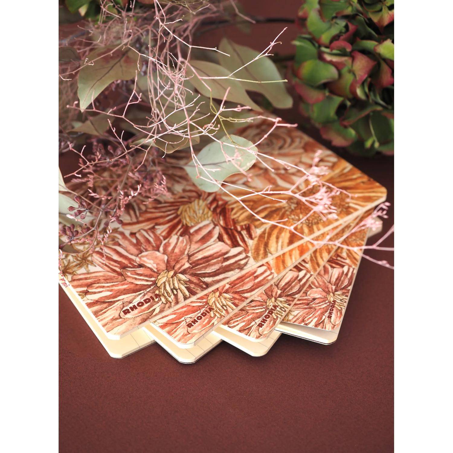 Rhodia Notizheft 11x17 cm 32 Blatt liniert elfenbein 90g - Blumen 120029C