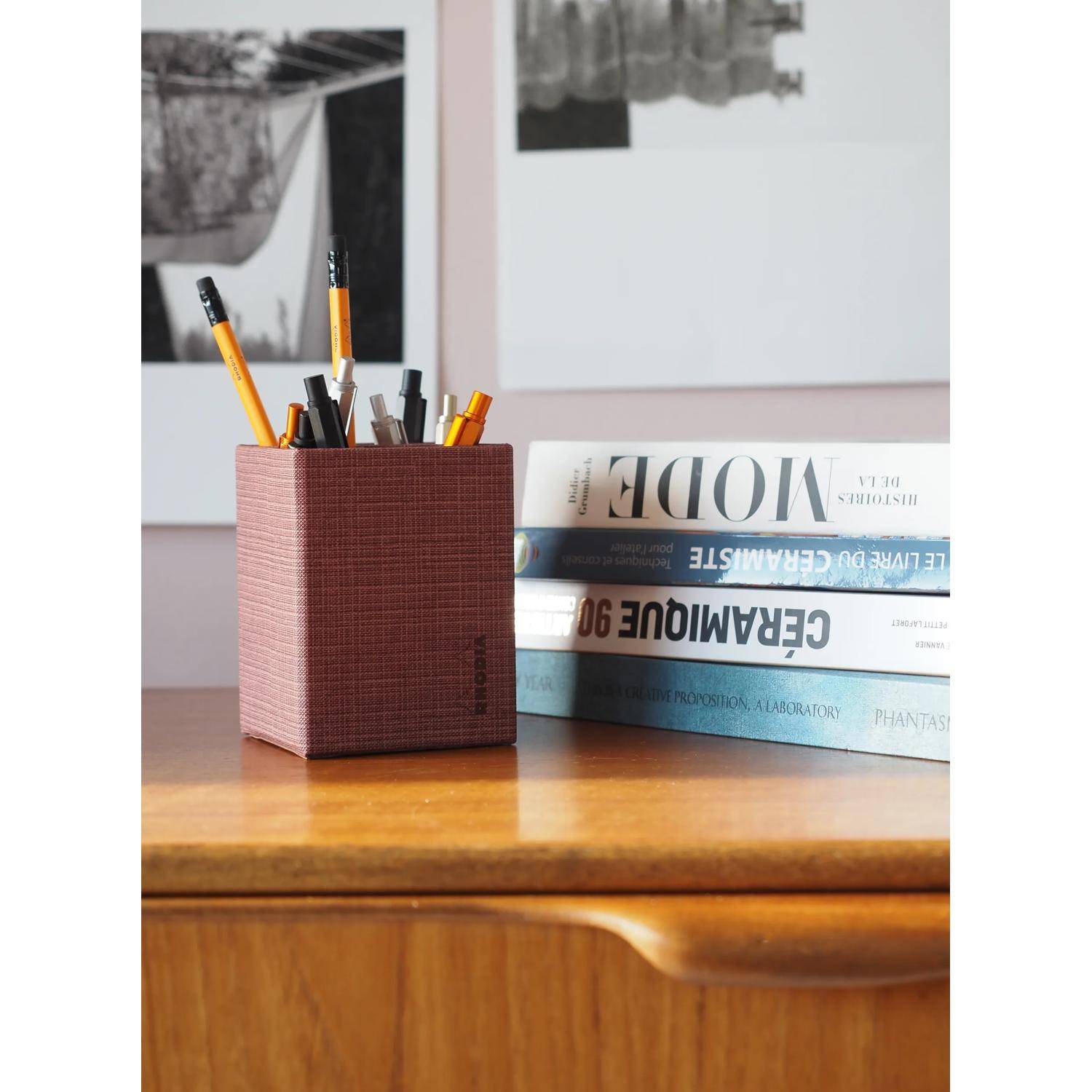 Rhodia Stifteköcher 8x8x11 cm Kunstleder - Amarant 120036C