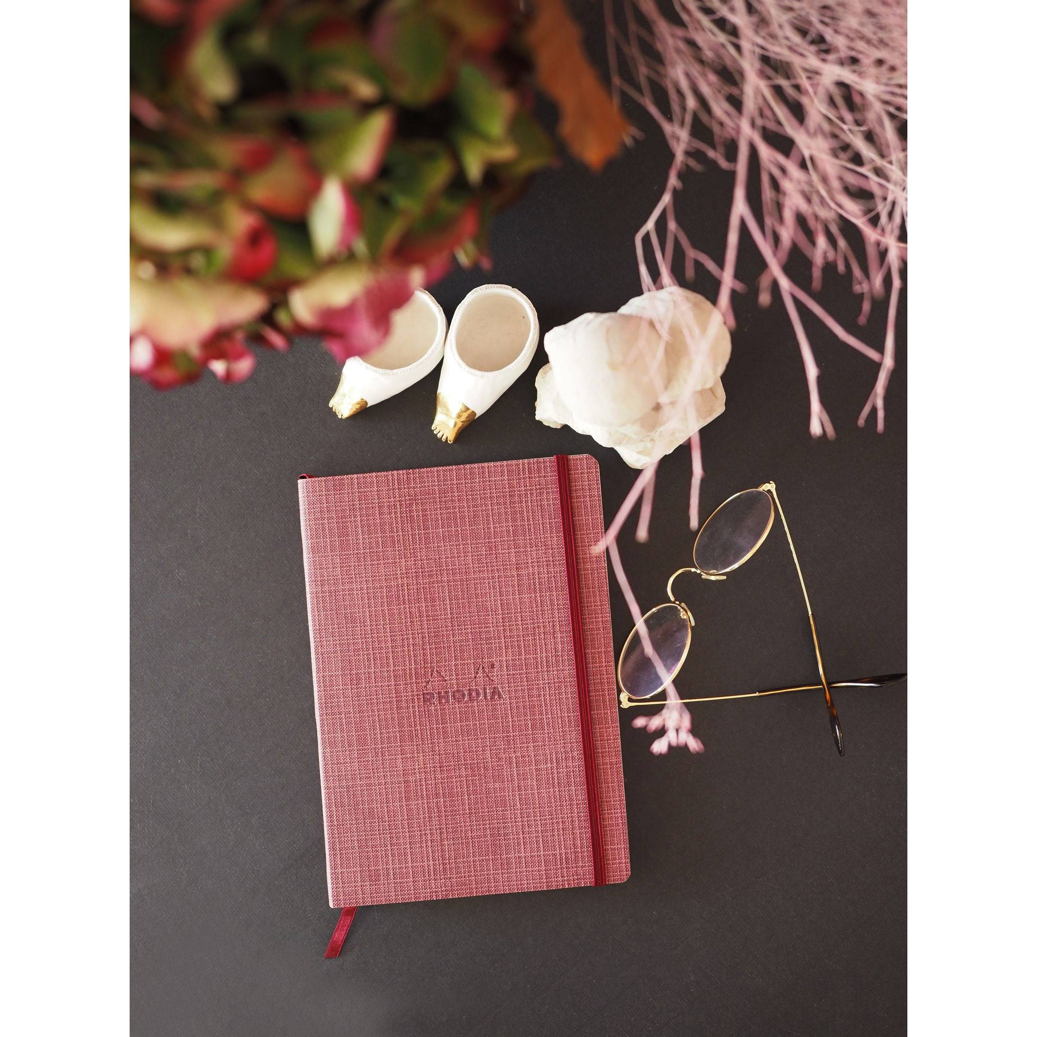 Rhodia Notizbuch A5 80 Blatt liniert elfenbein 90g Kunstleder - Amarant 120034C