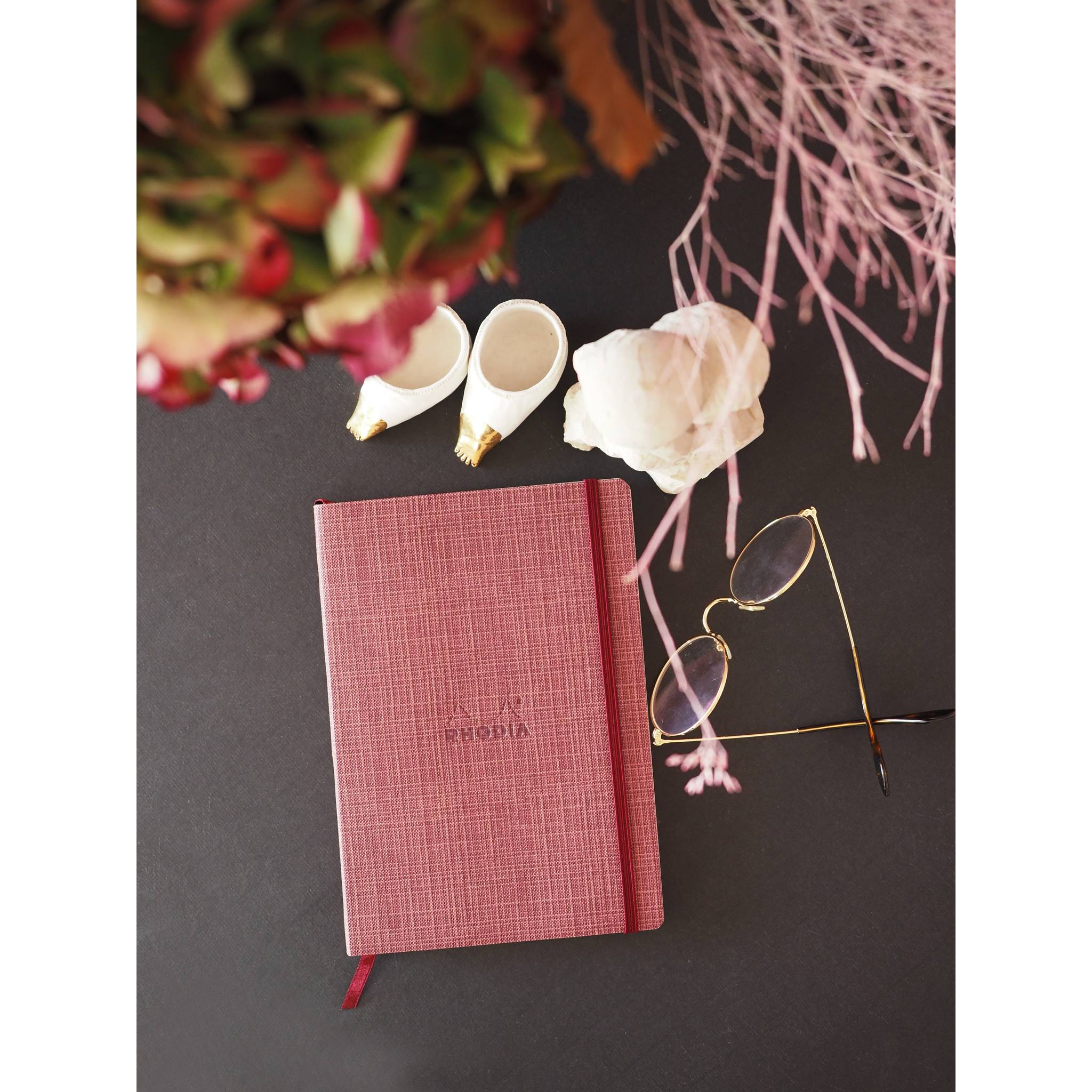 Rhodia Notizbuch A5 80 Blatt liniert elfenbein 90g Kunstleder - Amarant 120034C