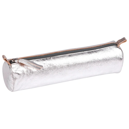 Clairefontaine 4x Schlampermäppchen Leder Cuirisé rund Ø5,5x22cm Silber 8688C Clairefontaine 4x Schlampermäppchen Leder Cuirisé rund Ø5,5x22cm Silber 8688C