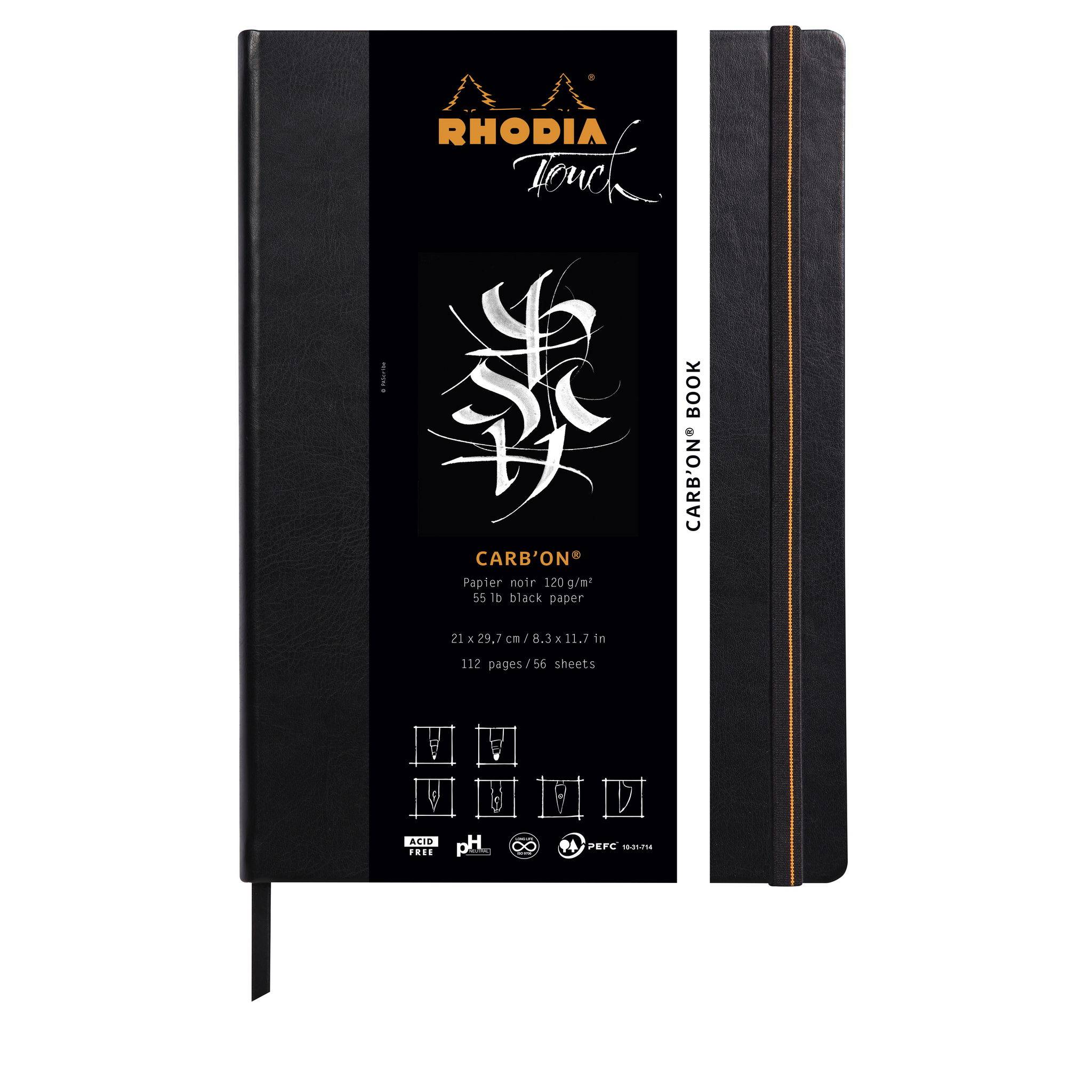 Rhodia Rhodia Touch Carb'On book fest A4 56 Blatt blanko 120g - Schwarz 116118C