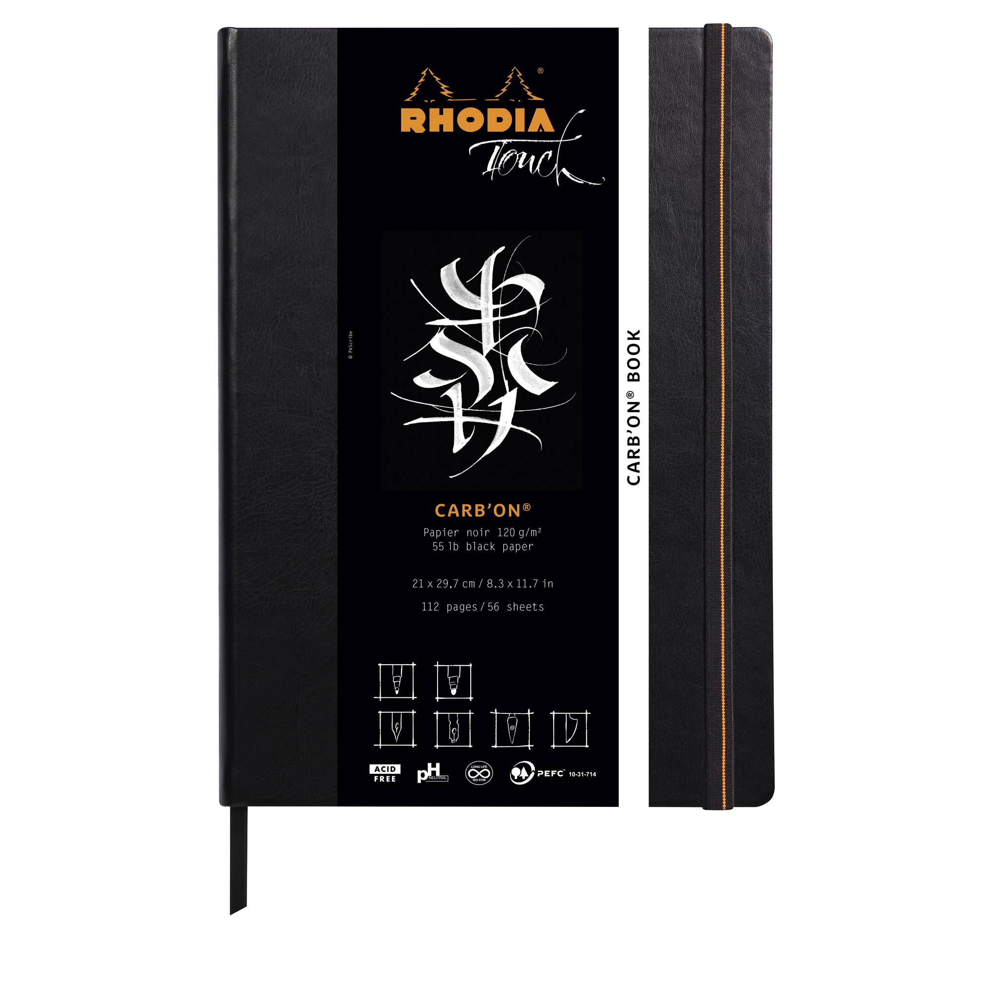 Rhodia Rhodia Touch Carb'On book fest A4 56 Blatt blanko 120g - Schwarz 116118C