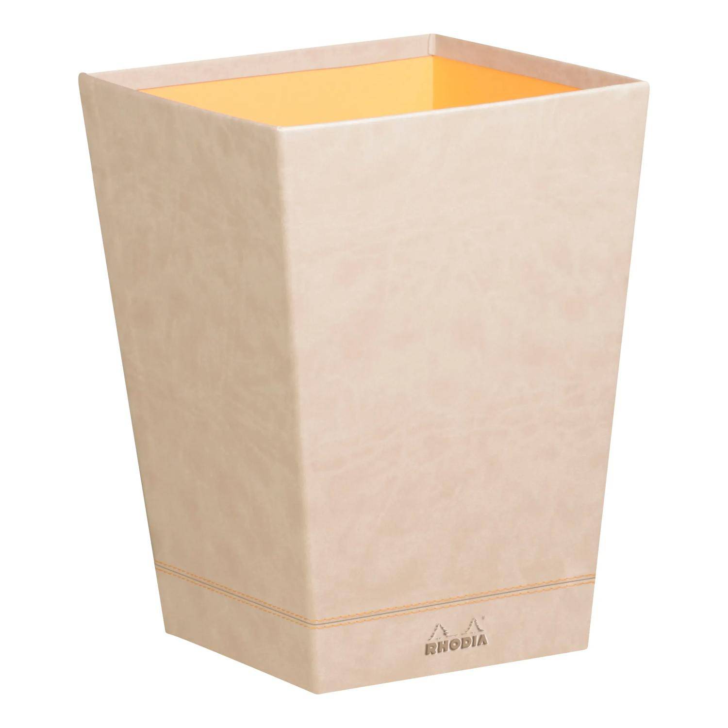 Rhodia Rhodiarama Papierkorb aus Kunstleder, 27x27x32cm - Beige 318825C