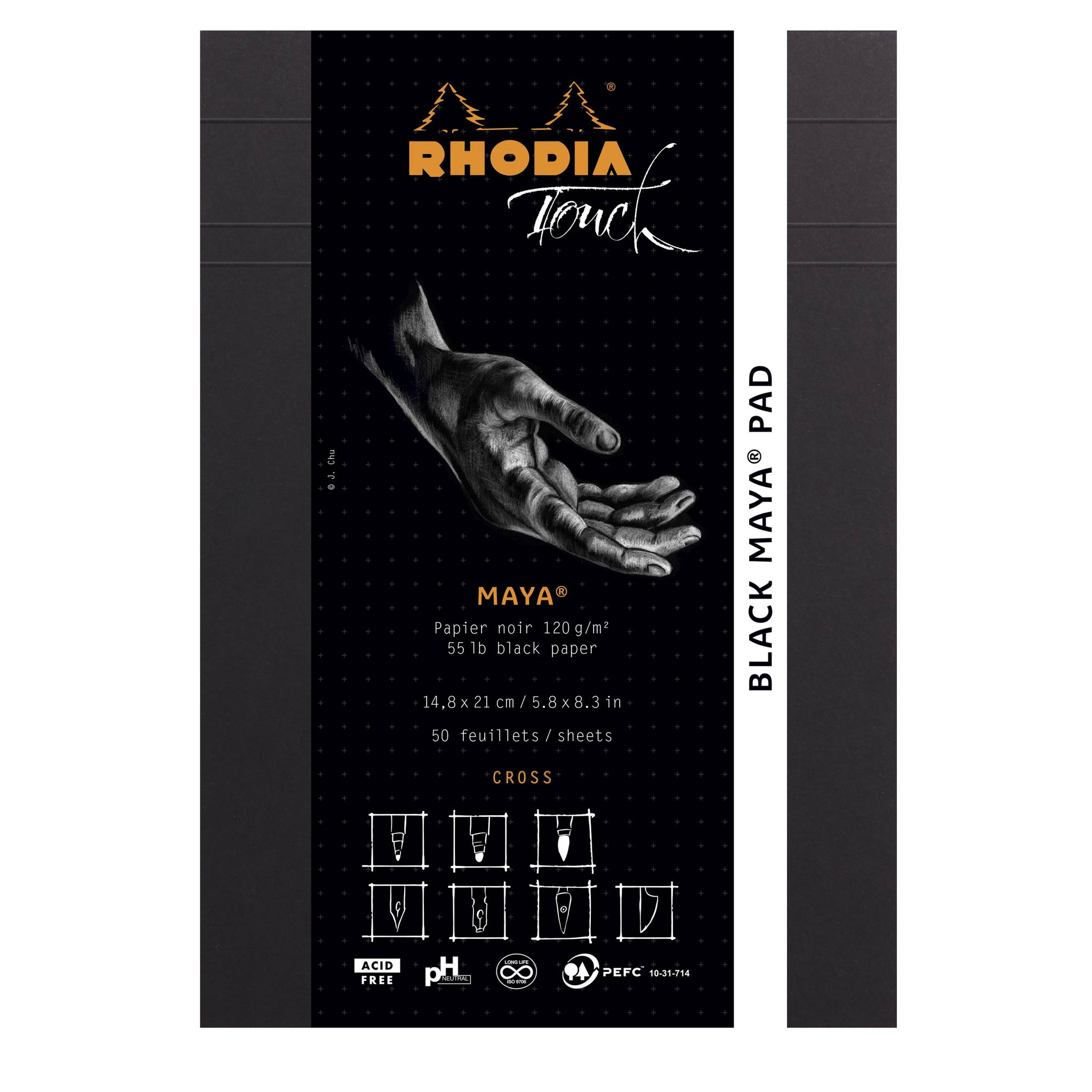 Rhodia Rhodia Touch Black Maya pad A5 50 Blatt Cross 120g - Schwarz 116111C
