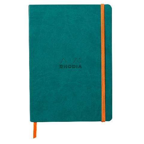 Rhodia Notizbuch A5 Softcover, 80 Bl elfenbein 90g, liniert, Pfaugrün 117376C