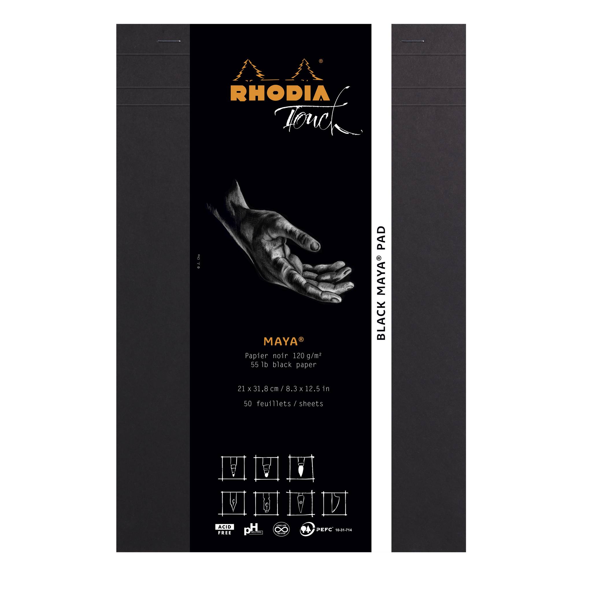 Rhodia Rhodia Touch Black Maya pad A4+ 50 Blatt blanko 120g - Schwarz 116112C