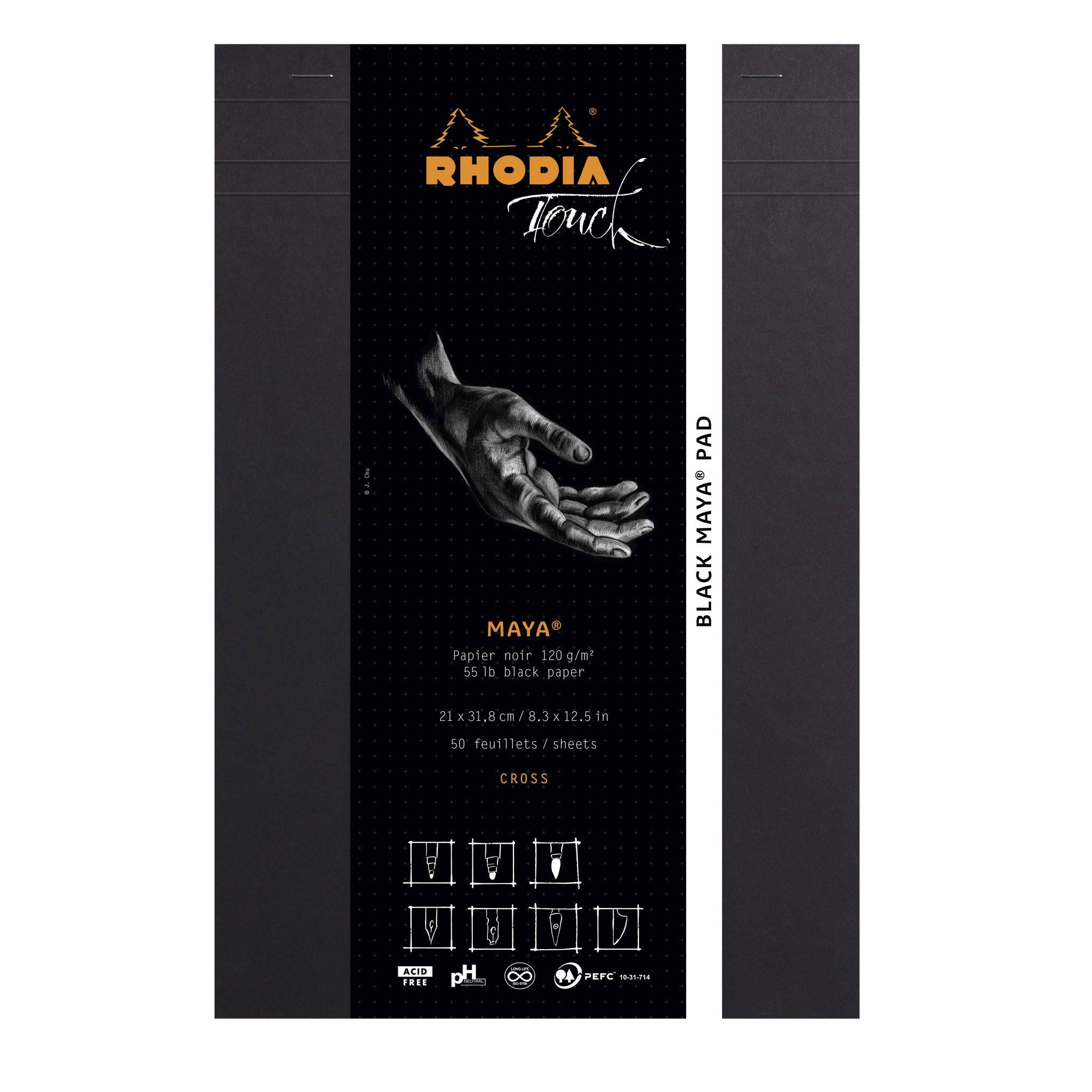Rhodia Rhodia Touch Black Maya pad A4+ 50 Blatt Cross 120g - Schwarz 116113C