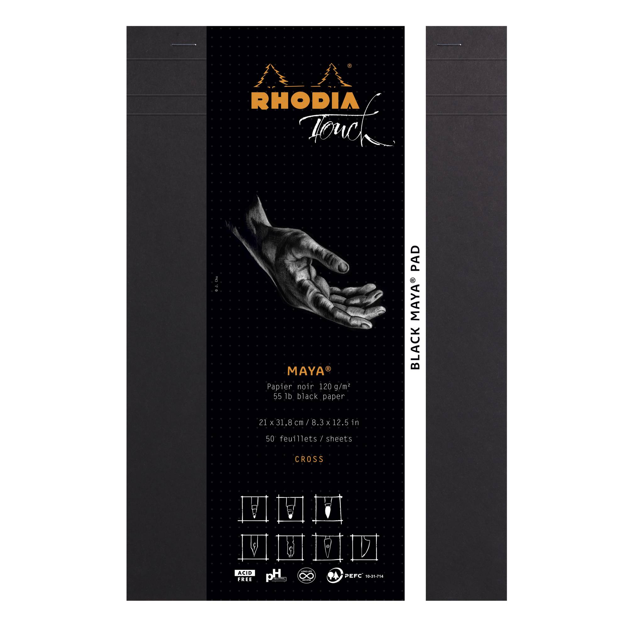 Rhodia Rhodia Touch Black Maya pad A4+ 50 Blatt Cross 120g - Schwarz 116113C