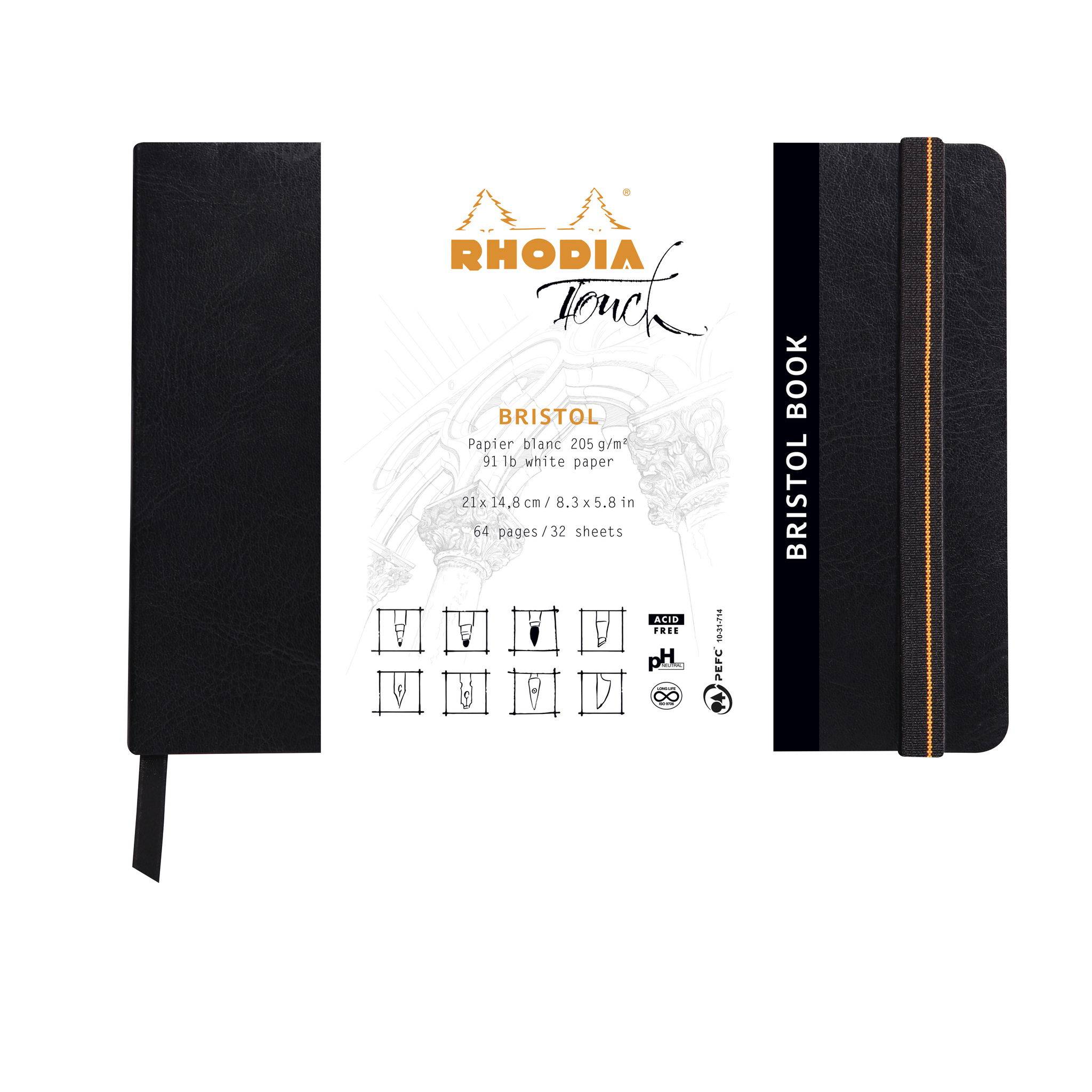 Rhodia Rhodia Touch Bristol book soft A5 32 Blatt blanko 205g - Schwarz 116114C
