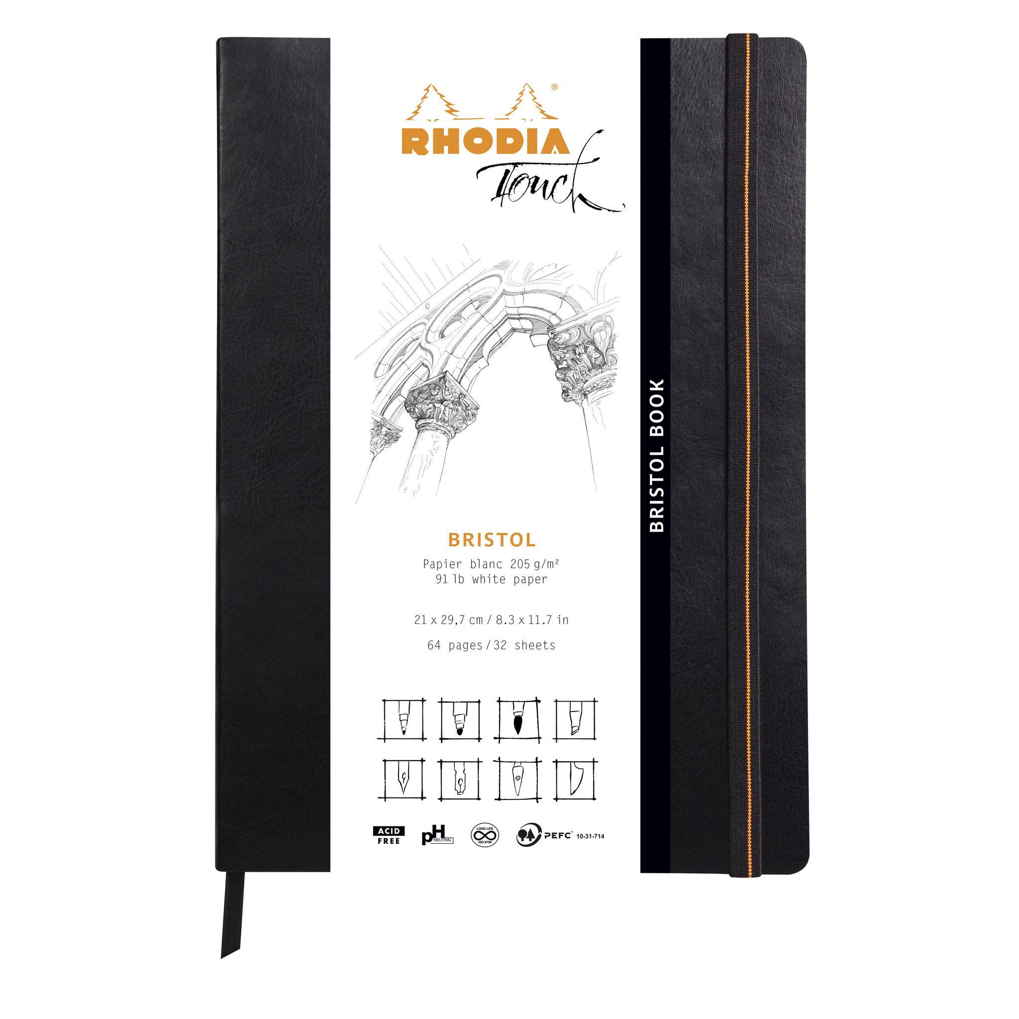 Rhodia Rhodia Touch Bristol book soft A4 32 Blatt blanko 205g - Schwarz 116115C