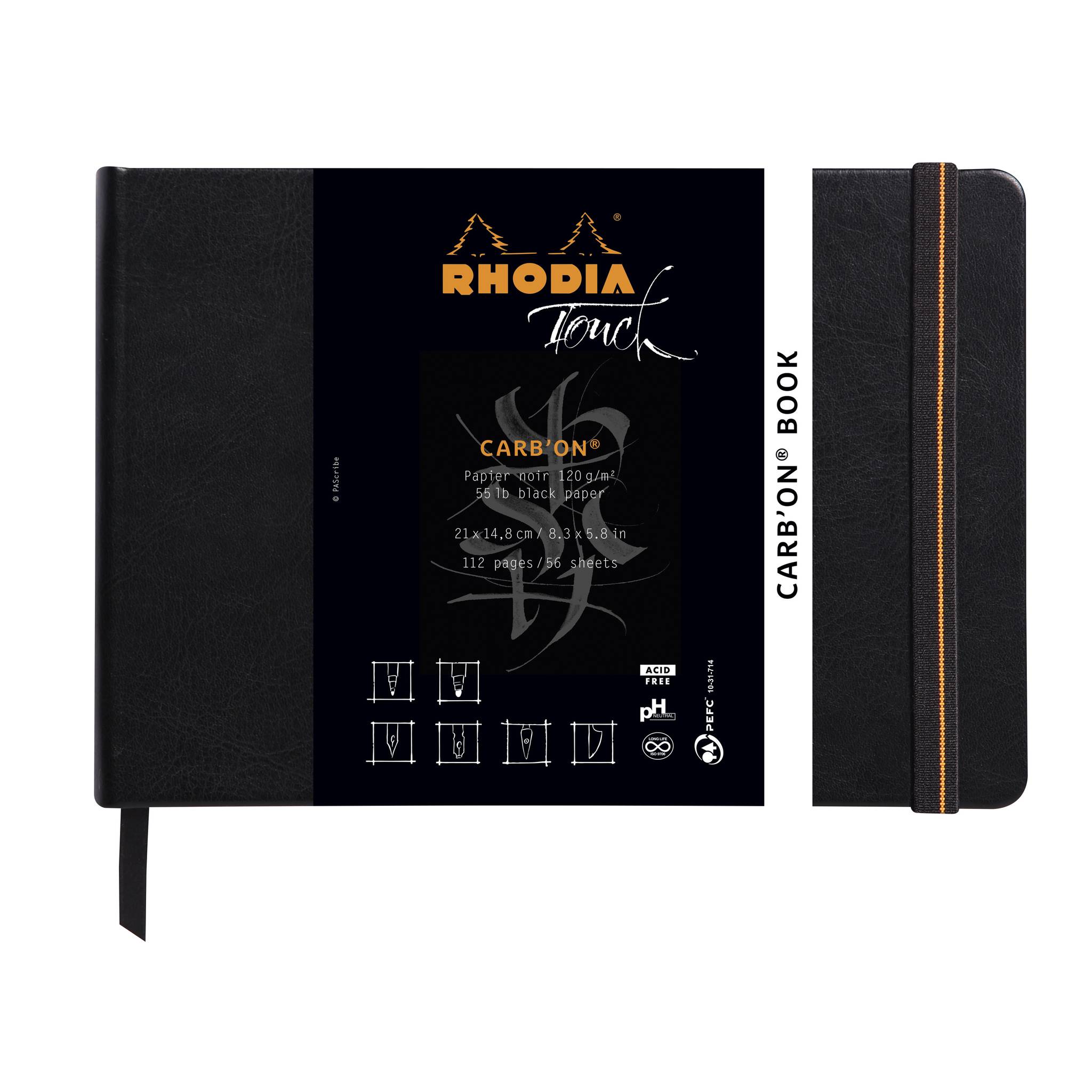 Rhodia Rhodia Touch Carb'On book fest A5 56 Blatt blanko 120g - Schwarz 116116C
