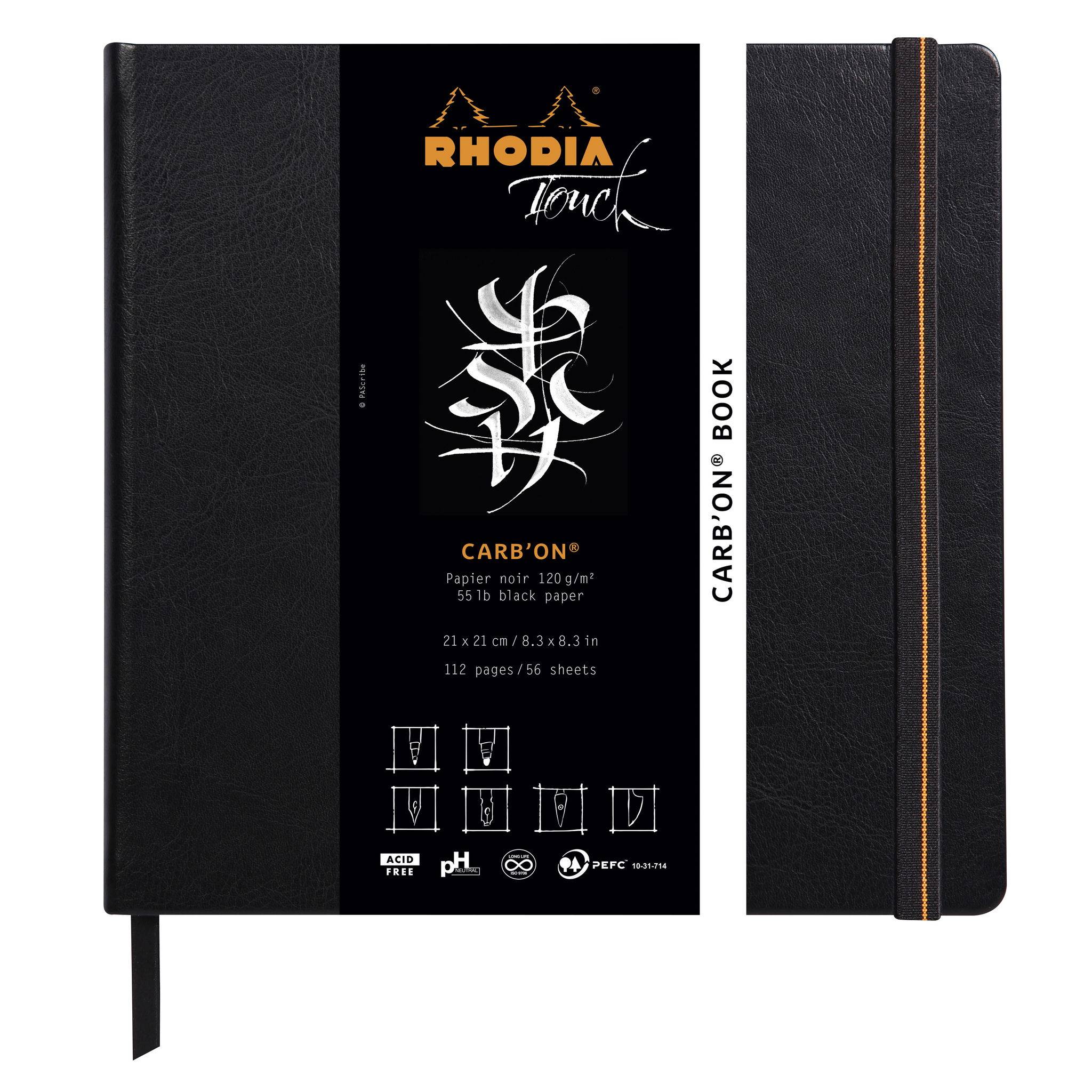 Rhodia Rhodia Touch Carb'On book fest 21x21cm 56 Bl blanko 120g Schwarz 116117C