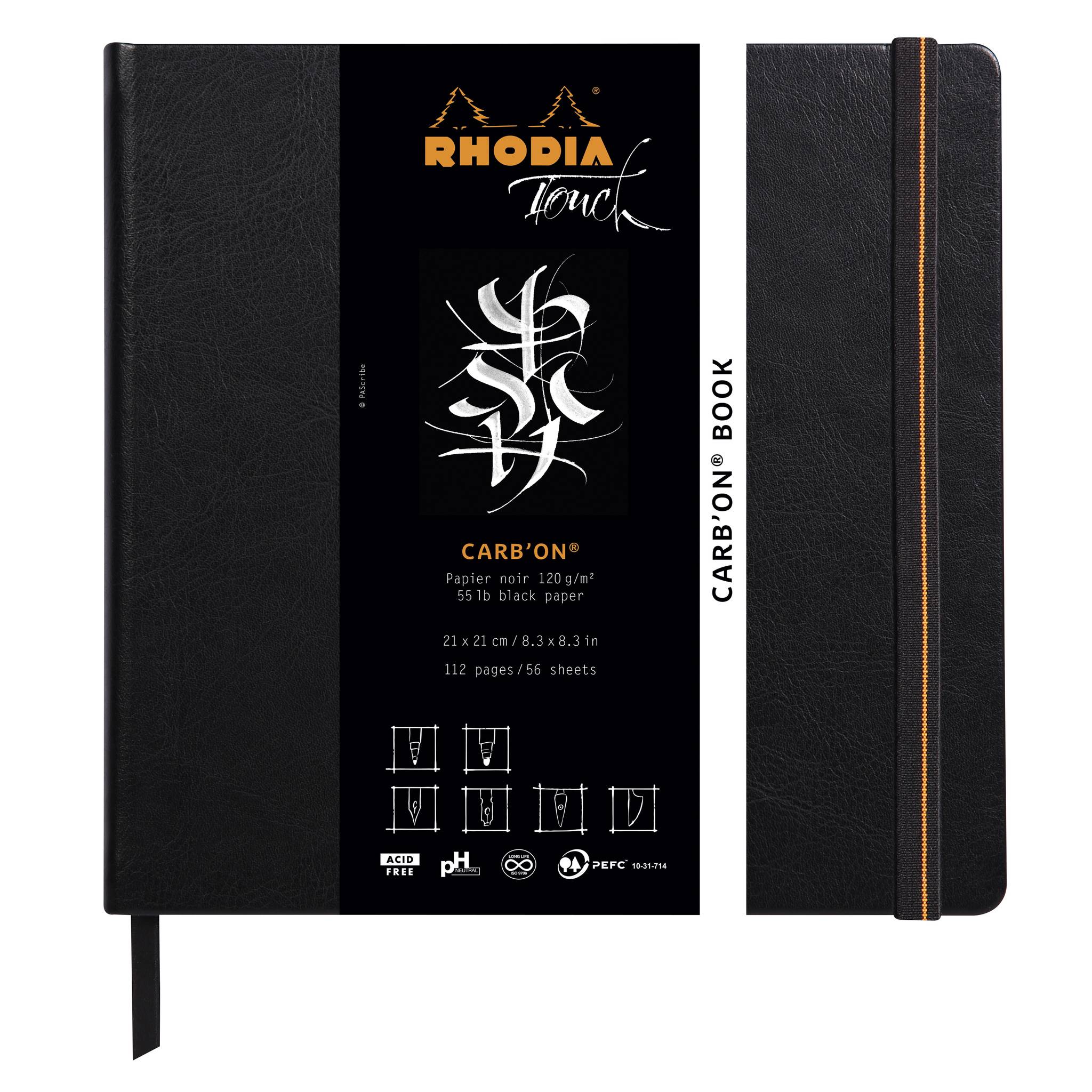 Rhodia Rhodia Touch Carb'On book fest 21x21cm 56 Bl blanko 120g Schwarz 116117C