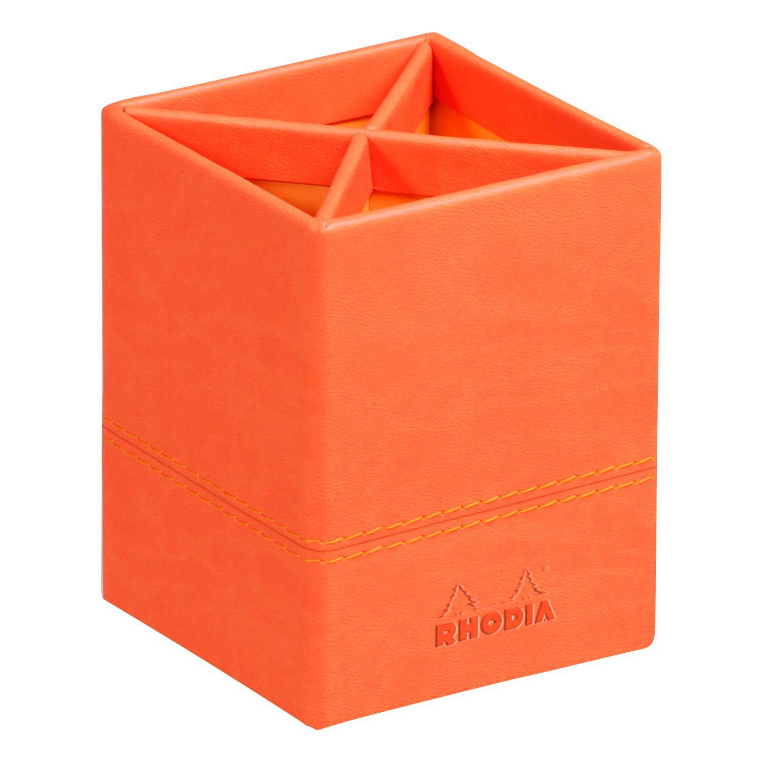 Rhodia Rhodiarama Stifteköcher aus Kunstleder, 8x8x11cm - Tangerine 318914C