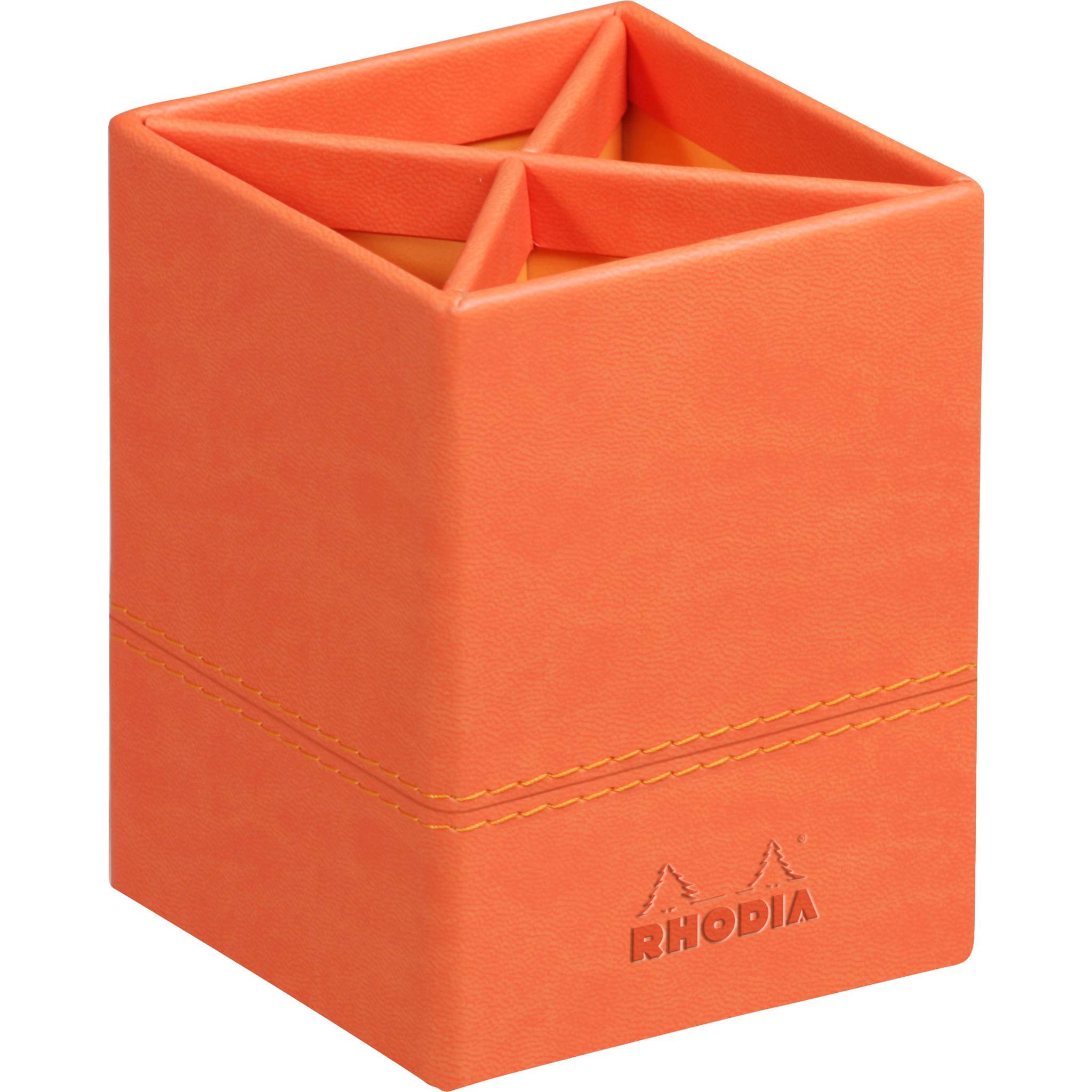Rhodia Rhodiarama Stifteköcher aus Kunstleder, 8x8x11cm - Tangerine 318914C