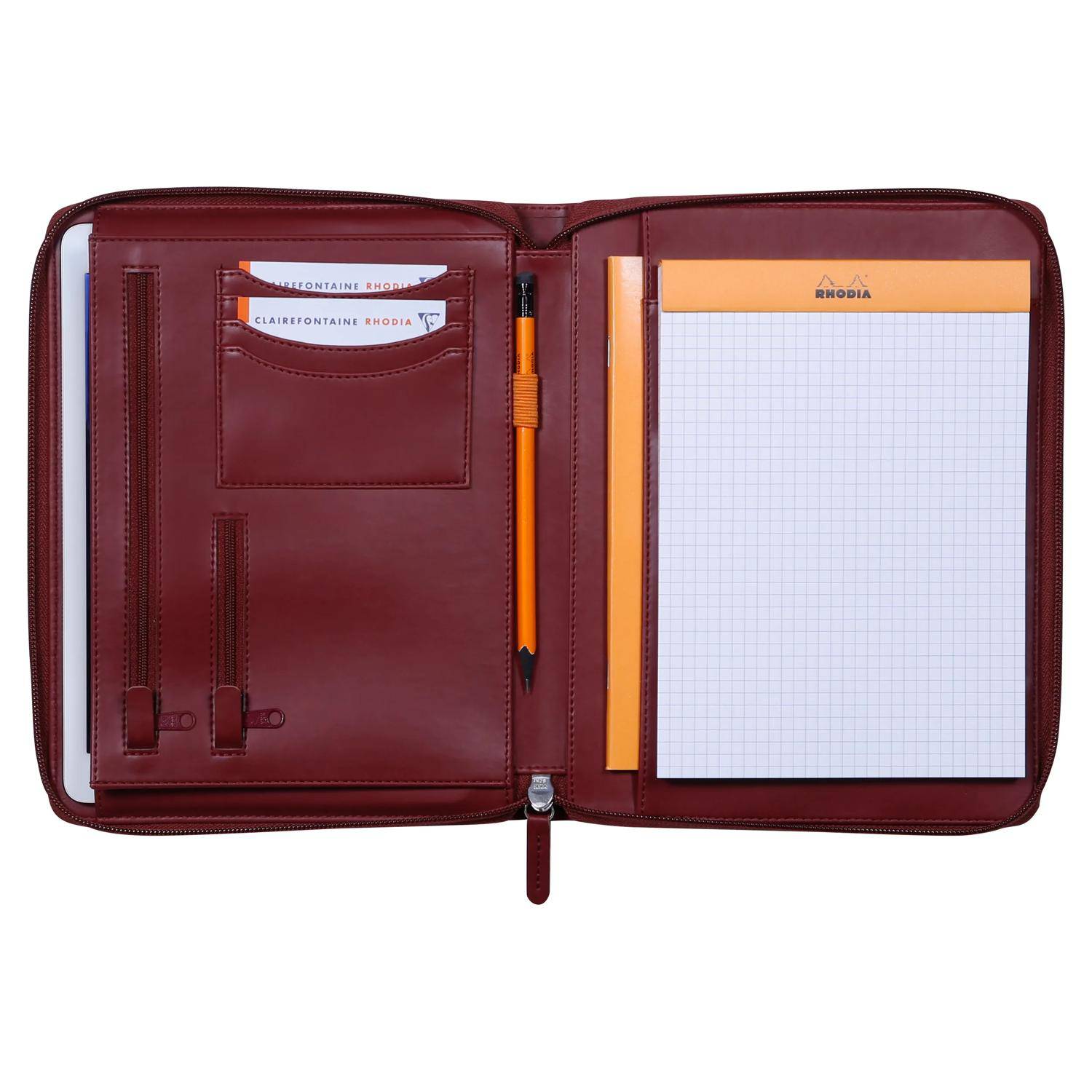 Rhodia Konferenzmappe, kleines Modell 19,5x25,5 cm, für Block A5 Weinrot 168107C