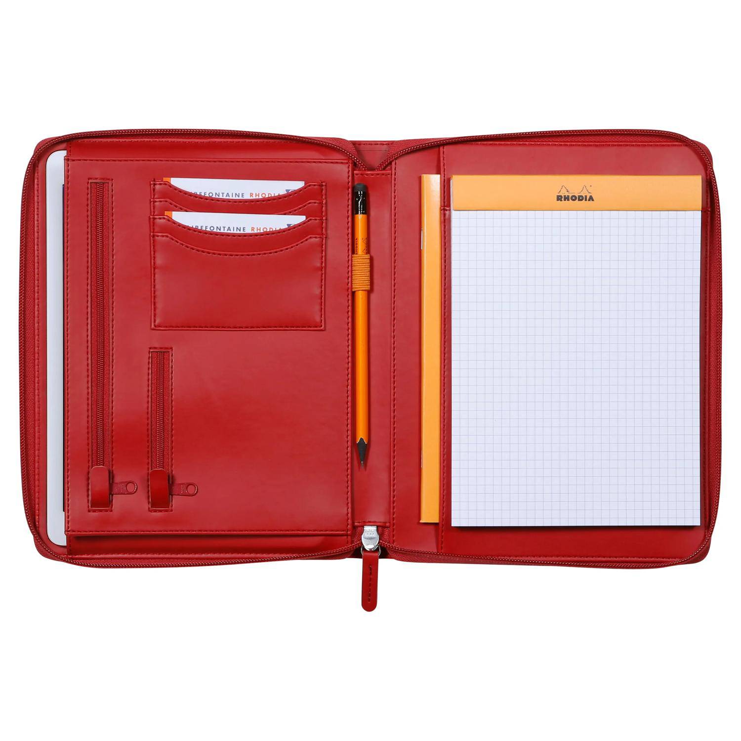 Rhodia Konferenzmappe, kleines Modell 19,5x25,5 cm, für Block A5 Mohnrot 168106C