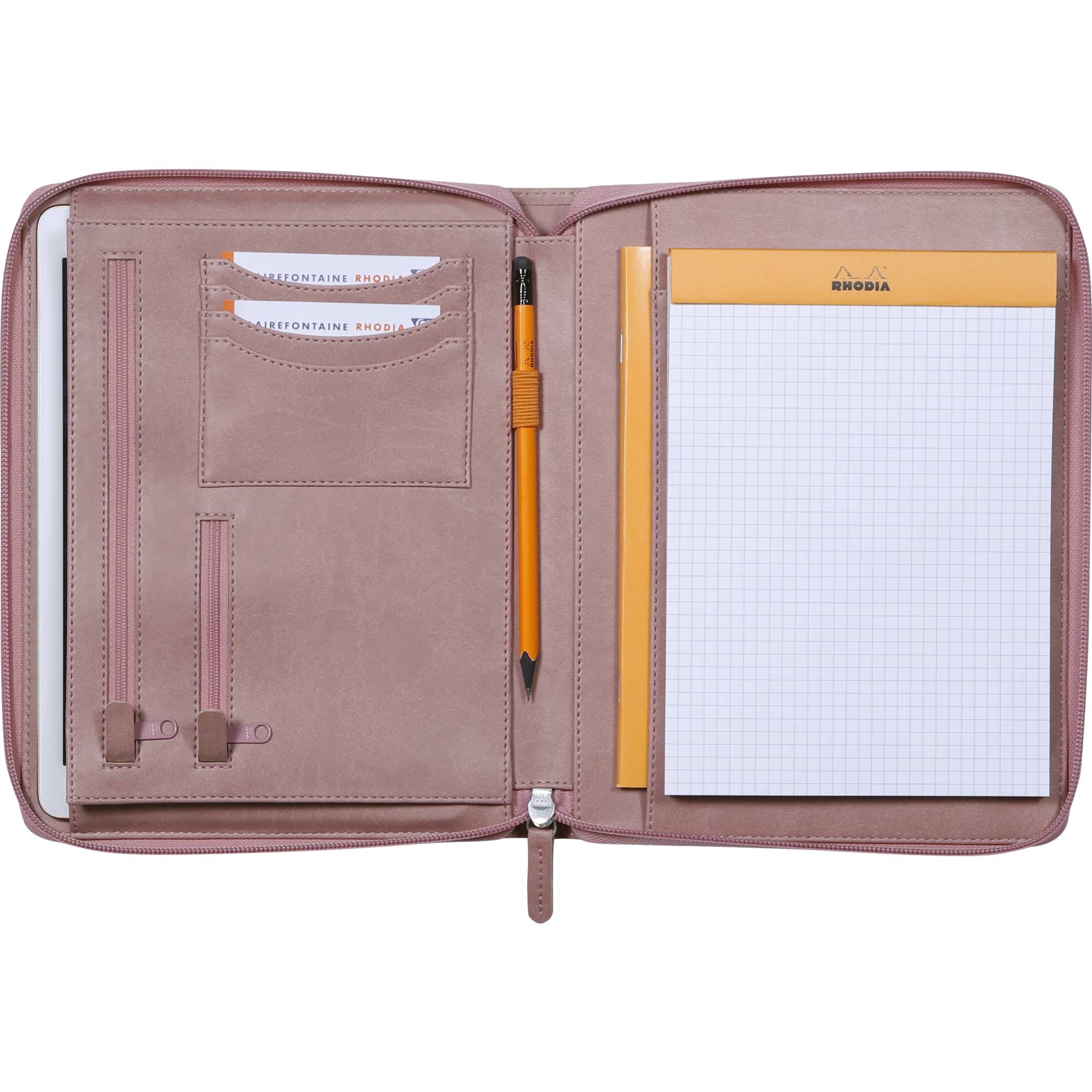 Rhodia Konferenzmappe, kleines Modell 19,5x25,5 cm, Block A5 Rosenholz 168108C