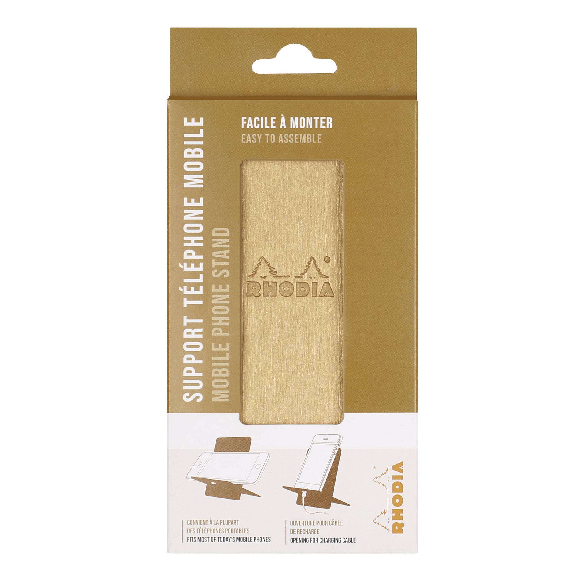 Rhodia Rhodiarama, Handyhalter italienischem Kunstleder 13x8x8,5 cm Gold 194402C