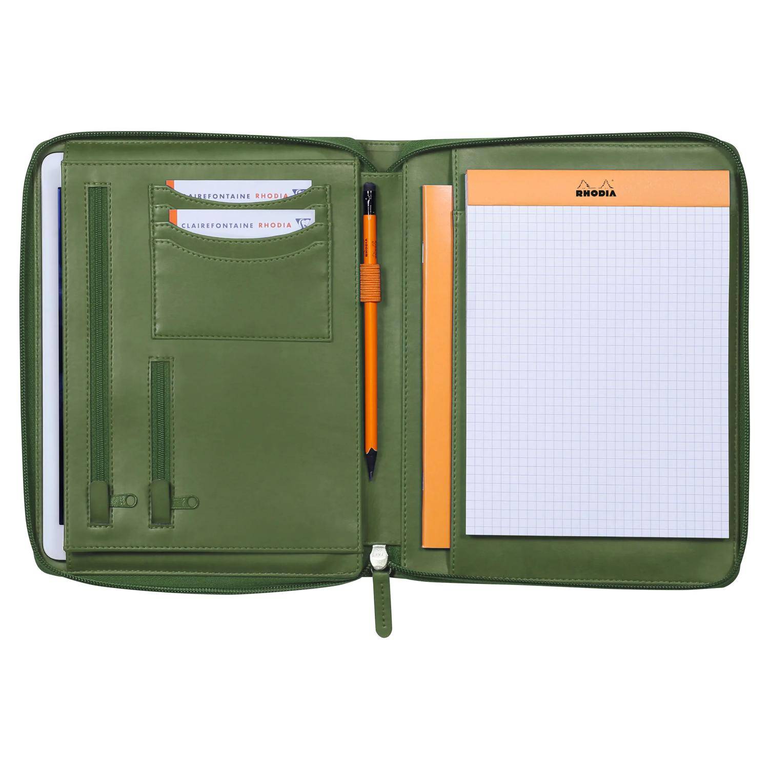 Rhodia Konferenzmappe, kleines Modell 19,5x25,5 cm, Block A5 Salbeigrün 168102C