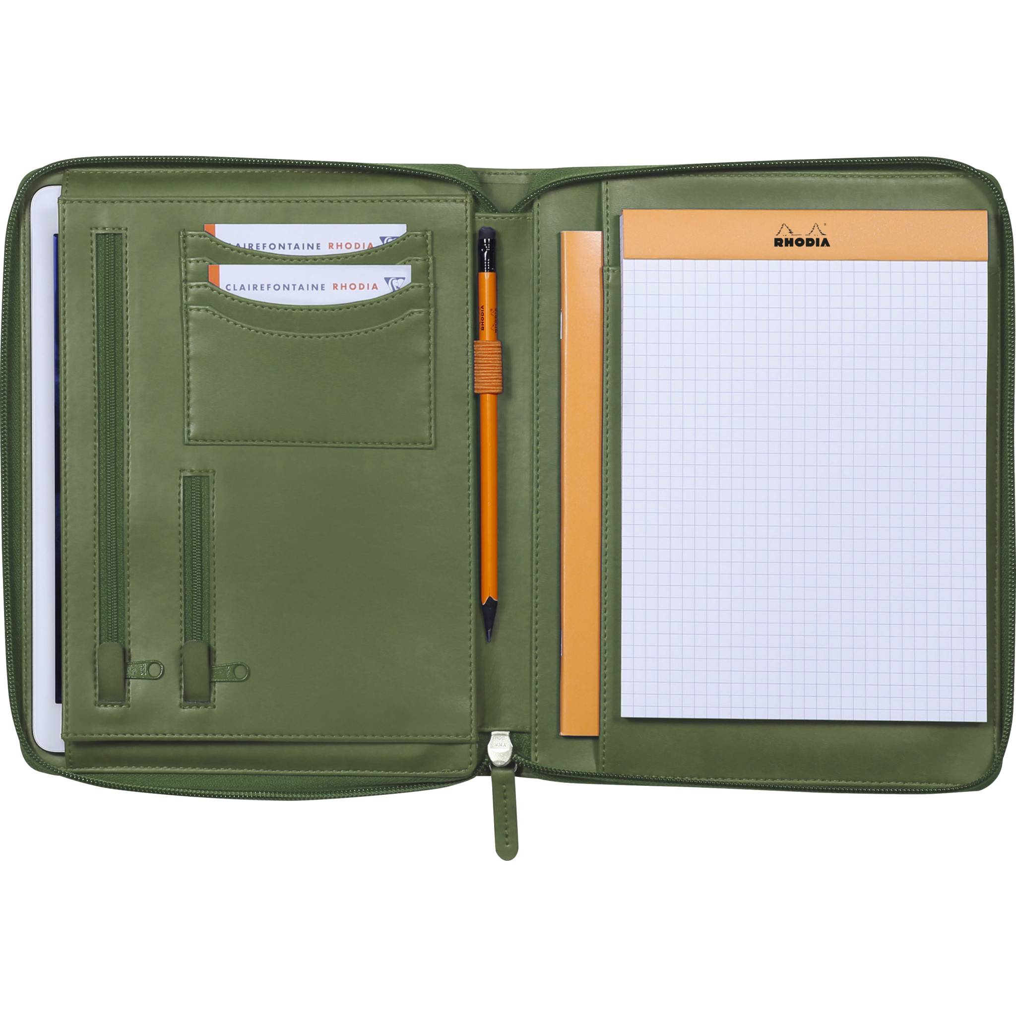 Rhodia Konferenzmappe, kleines Modell 19,5x25,5 cm, Block A5 Salbeigrün 168102C