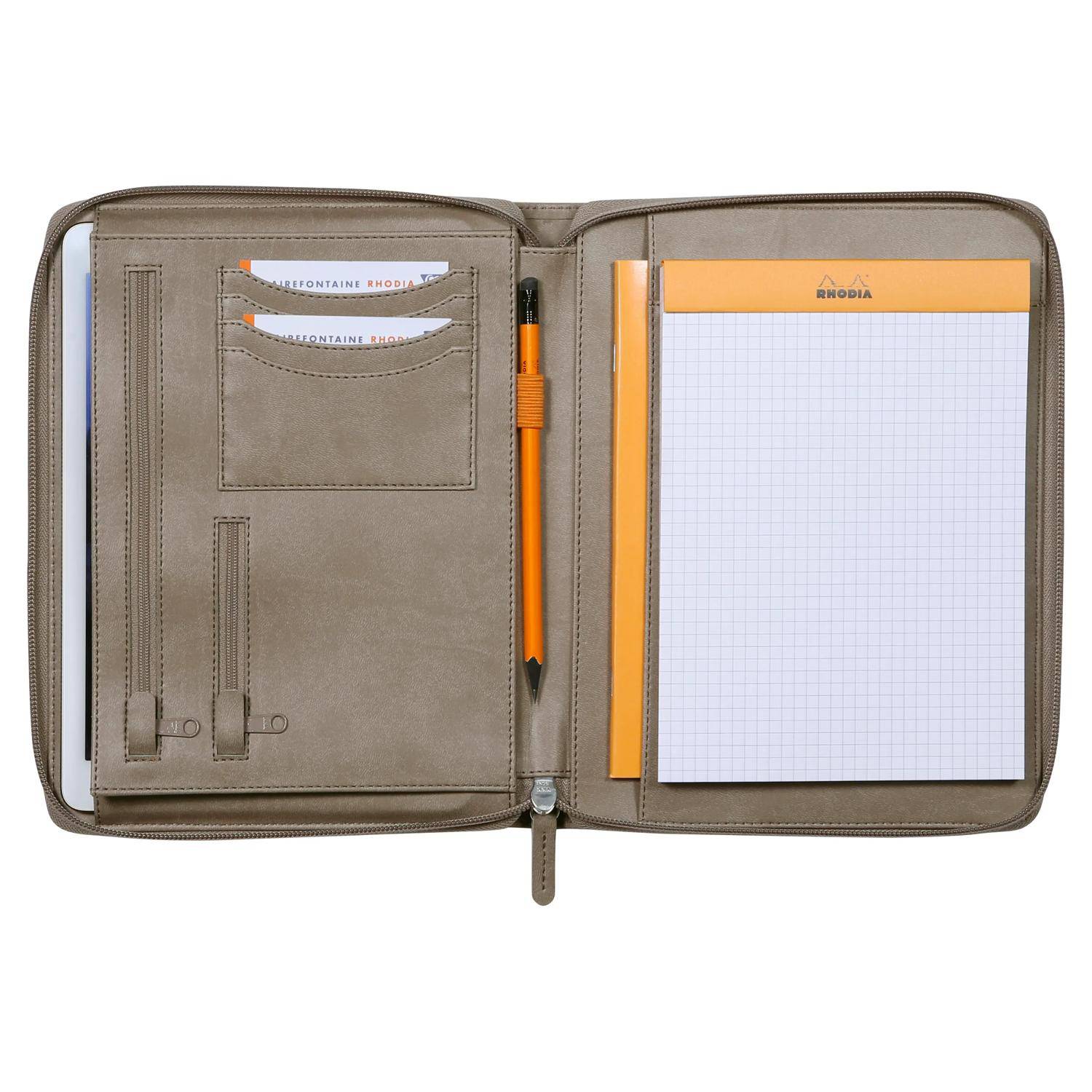 Rhodia Konferenzmappe, kleines Modell 19,5x25,5 cm, für Block A5 Taupe 168101C