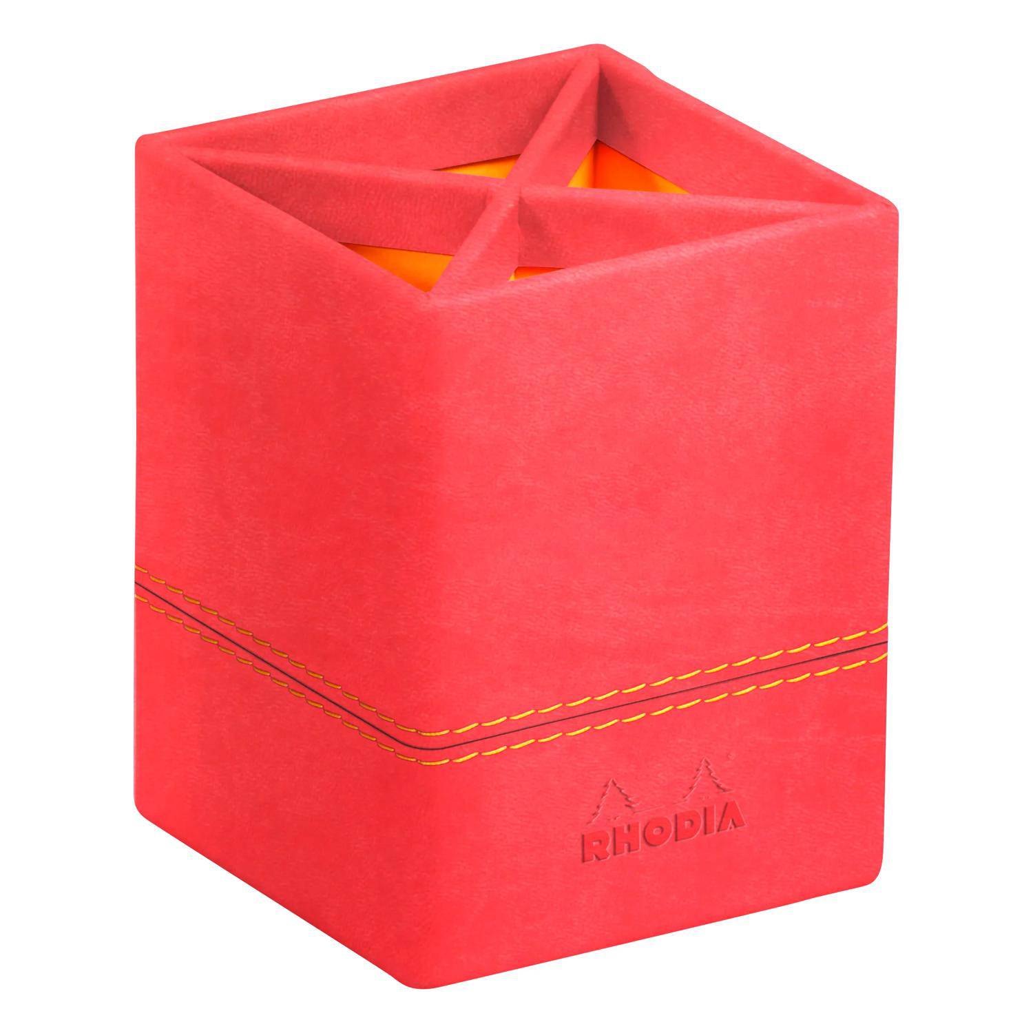 Rhodia Rhodiarama Stifteköcher aus Kunstleder, 8x8x11cm - Koralle 194537C