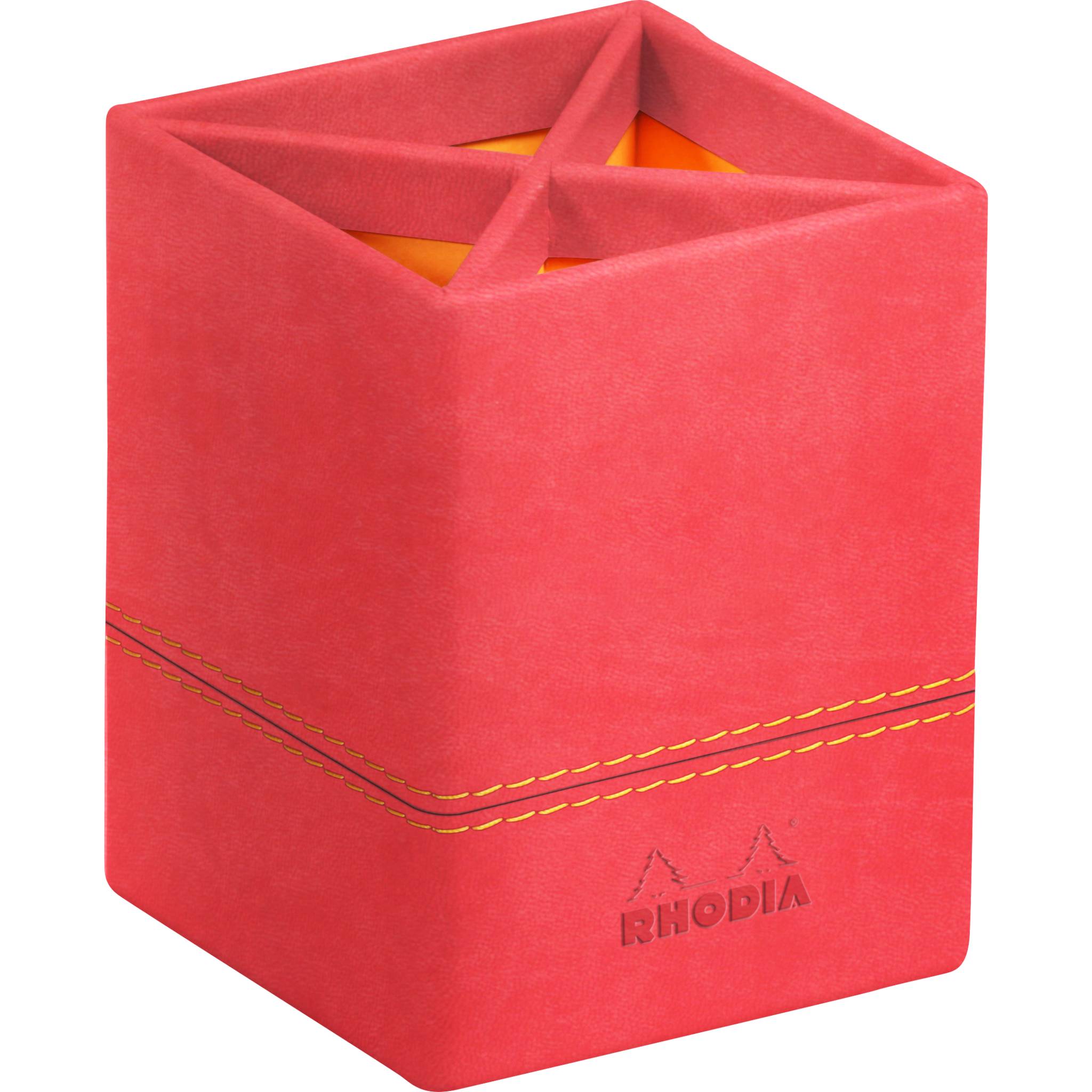 Rhodia Rhodiarama Stifteköcher aus Kunstleder, 8x8x11cm - Koralle 194537C