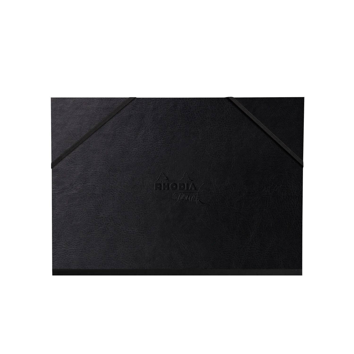 Rhodia Touch Zeichenmappe Gummizug 3 Klappen Kunstleder 32x45 cm Schwarz 116193C