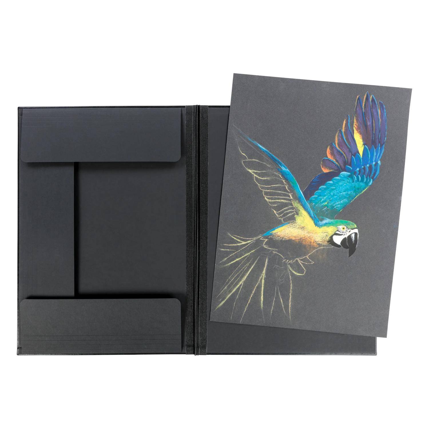 Rhodia Touch Zeichenmappe Gummizug 3 Klappen Kunstleder 32x45 cm Schwarz 116193C