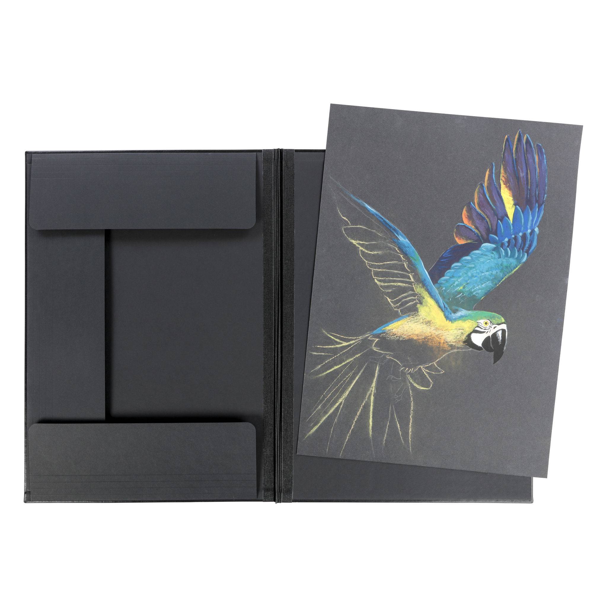 Rhodia Touch Zeichenmappe Gummizug 3 Klappen Kunstleder 32x45 cm Schwarz 116193C