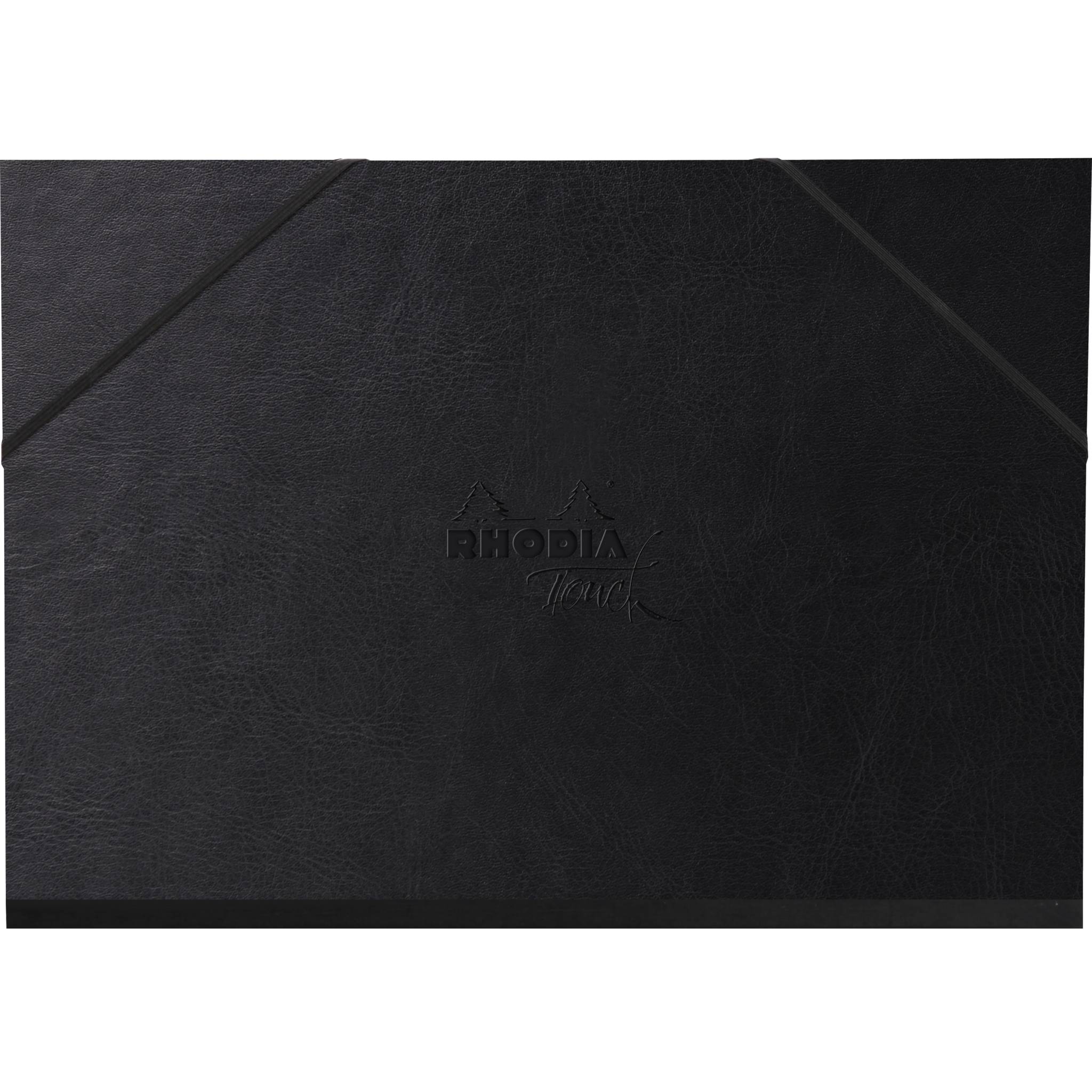 Rhodia Touch Zeichenmappe Gummizug 3 Klappen Kunstleder 32x45 cm Schwarz 116194C