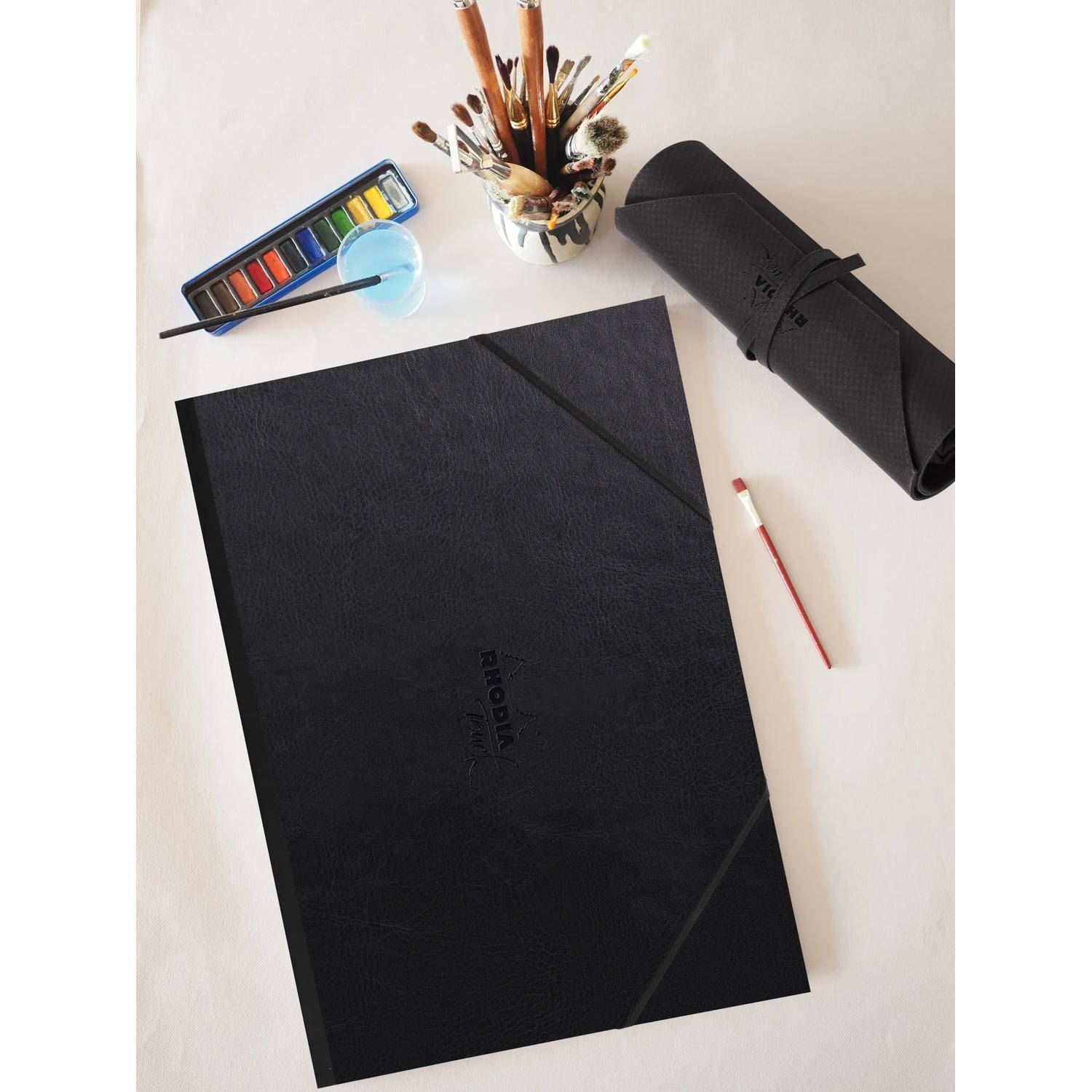 Rhodia Touch Zeichenmappe Gummizug 3 Klappen Kunstleder 32x45 cm Schwarz 116194C