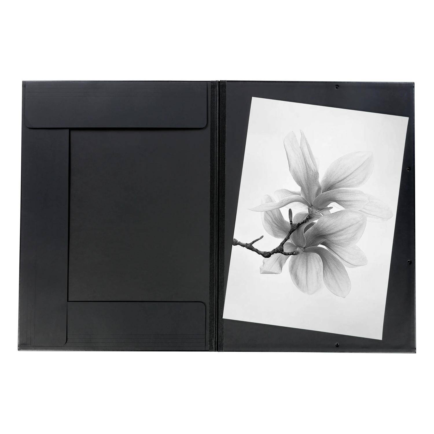 Rhodia Touch Zeichenmappe Gummizug 3 Klappen Kunstleder 32x45 cm Schwarz 116194C