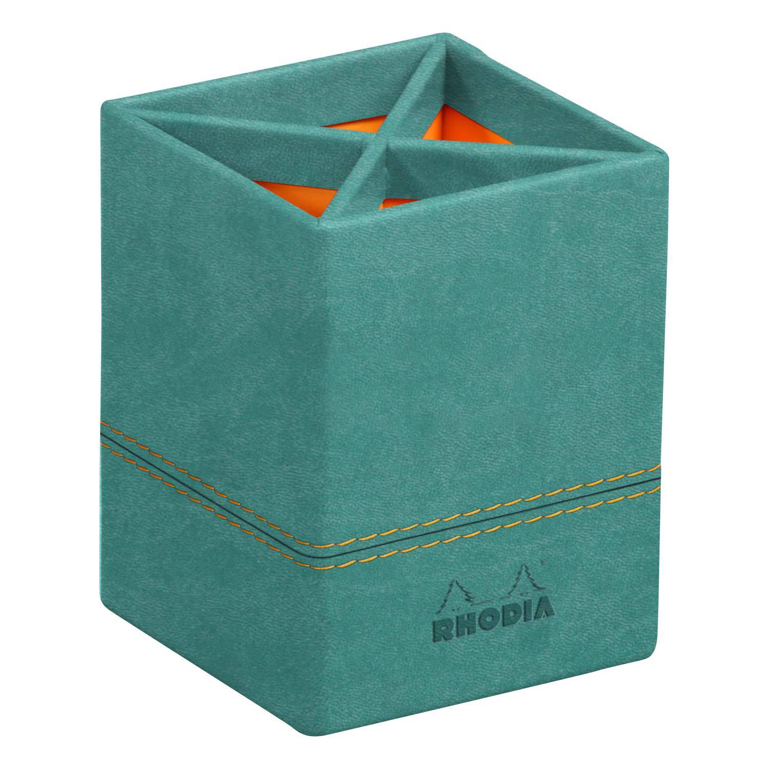 Rhodia Rhodiarama Stifteköcher aus Kunstleder, 8x8x11cm - Wassergrün 194533C