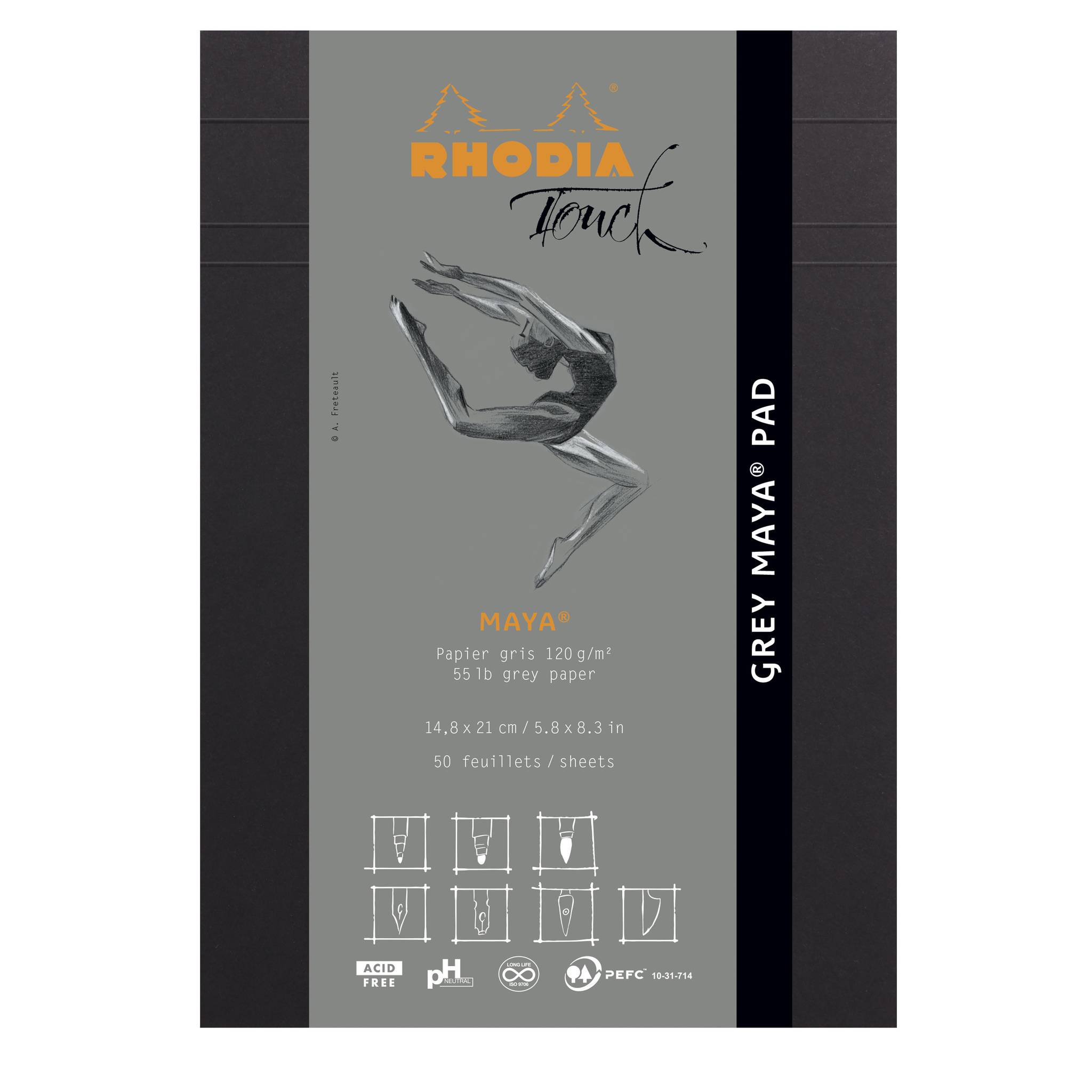 Rhodia Rhodia Touch Grey Maya pad A5 50 Blatt blanko 120g - Schwarz 116106C