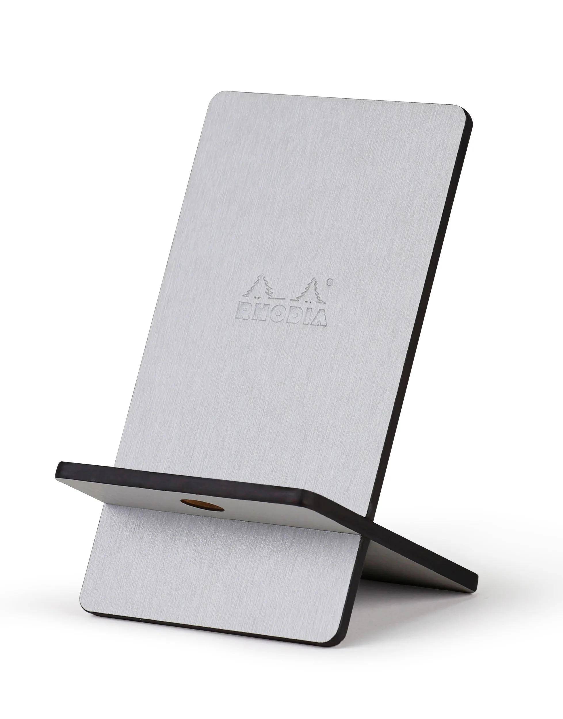 Rhodia Handyhalter italienischem Kunstleder 13x8x8,5 cm Silber 194407C