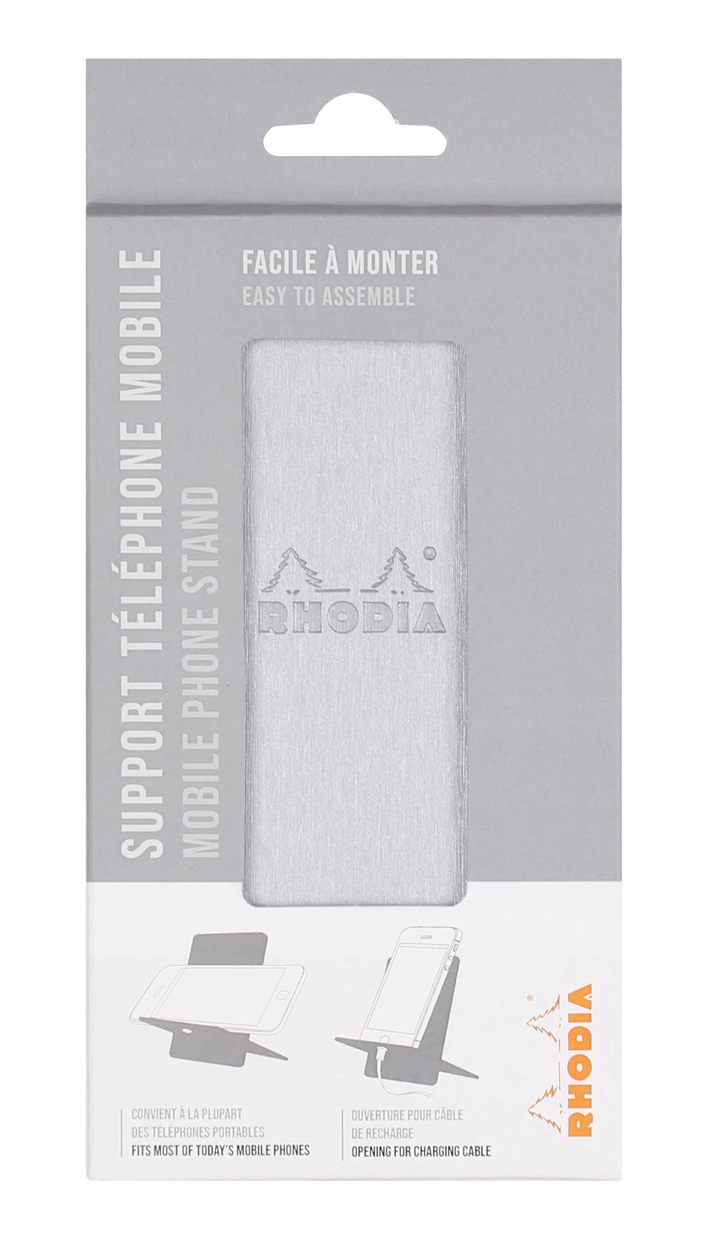 Rhodia Handyhalter italienischem Kunstleder 13x8x8,5 cm Silber 194407C