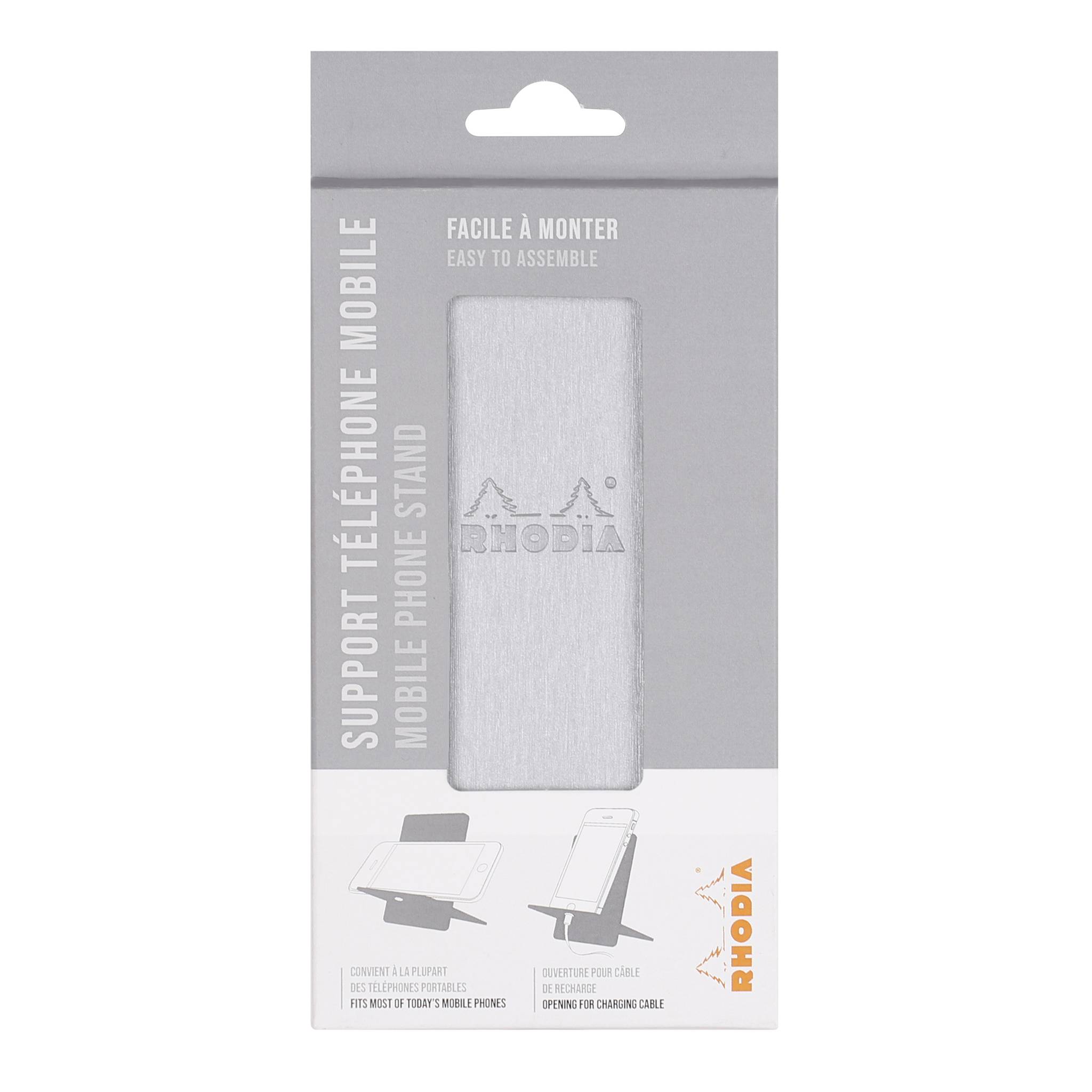 Rhodia Handyhalter italienischem Kunstleder 13x8x8,5 cm Silber 194407C