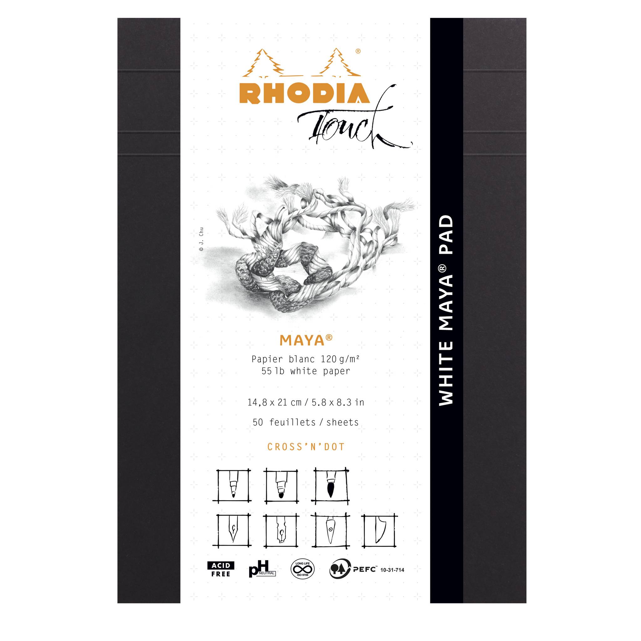 Rhodia Rhodia Touch White Maya pad A5 50 Blatt Cross'n'Dot 120g Schwarz 116103C