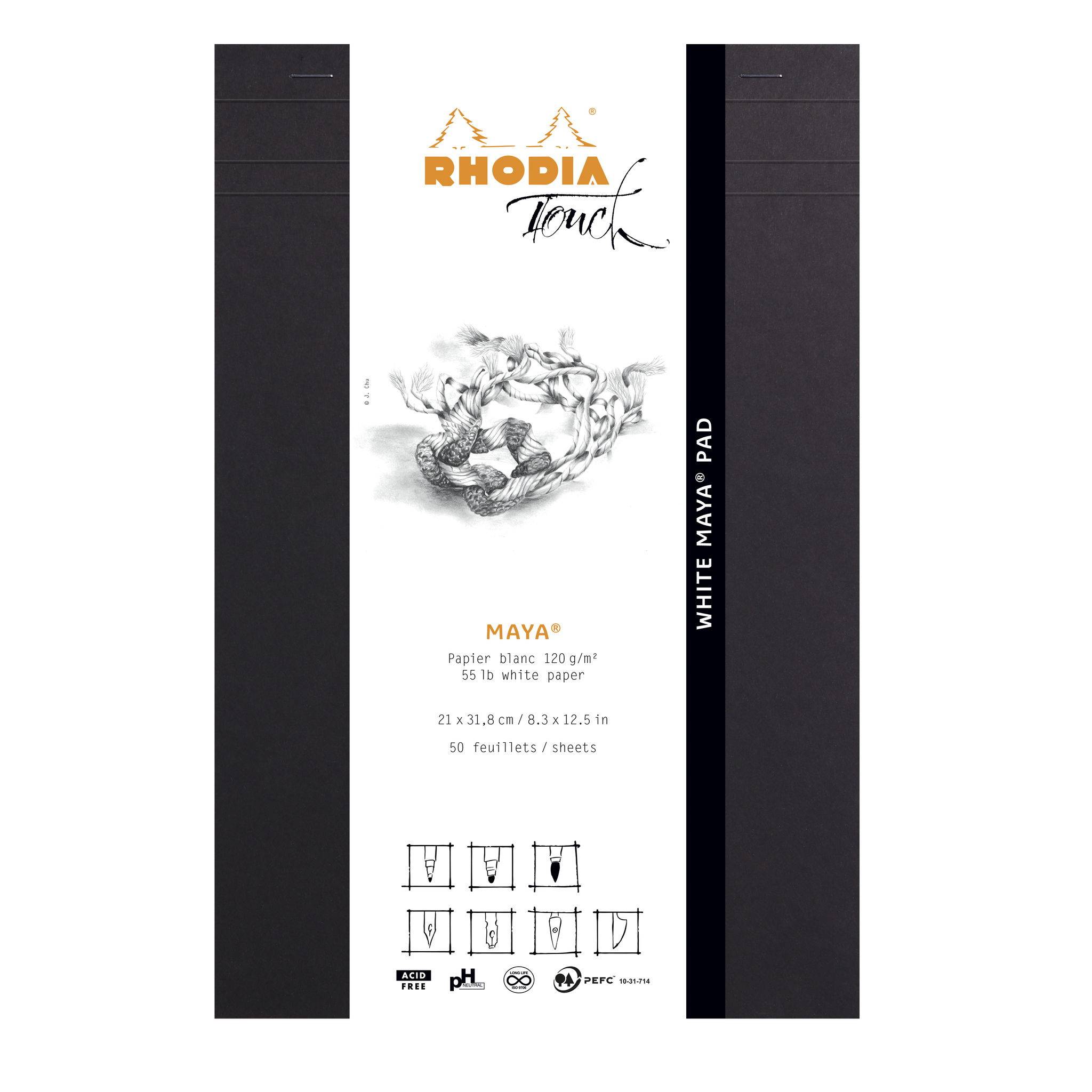 Rhodia Rhodia Touch White Maya pad A4+ 50 Blatt blanko 120g - Schwarz 116104C
