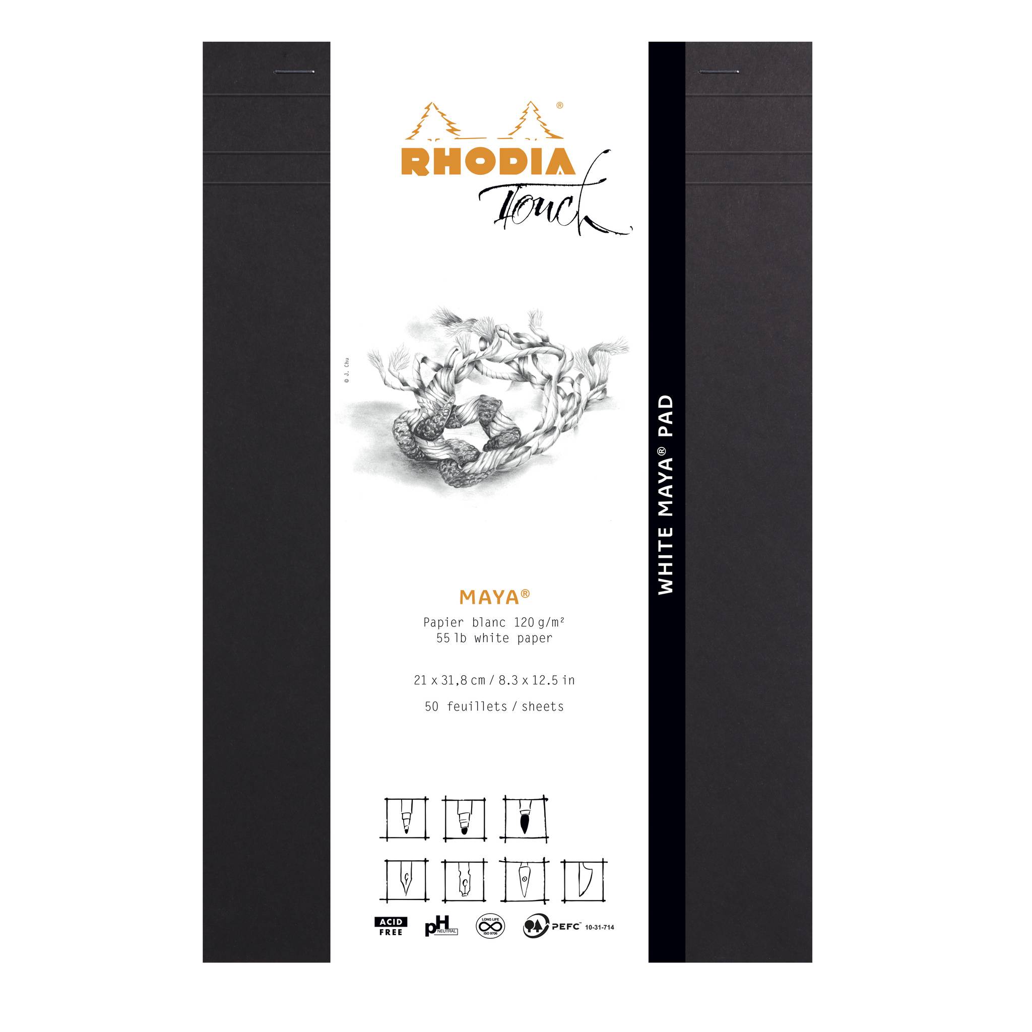 Rhodia Rhodia Touch White Maya pad A4+ 50 Blatt blanko 120g - Schwarz 116104C